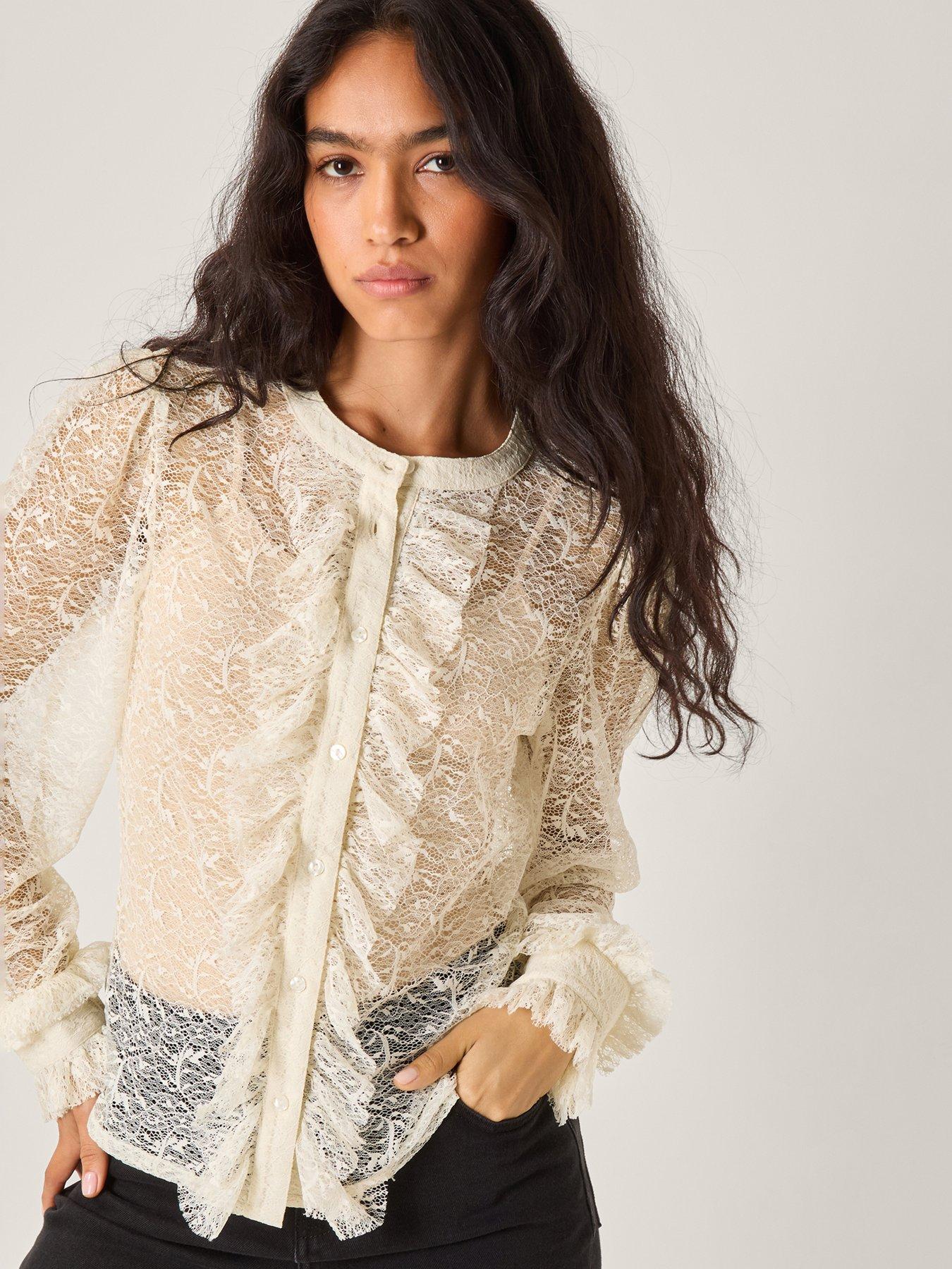 Monsoon Violetta Lace Shirt - Cream