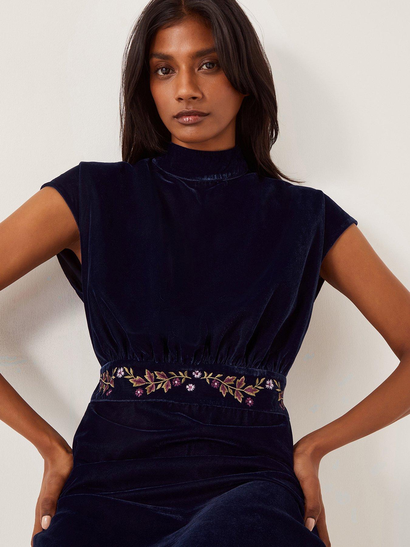 HOT ! Grace Bardot Midi Dress Monsoon Grace Dress Monsoon Grace Embroidered  Velvet Midi Dress Blue Very