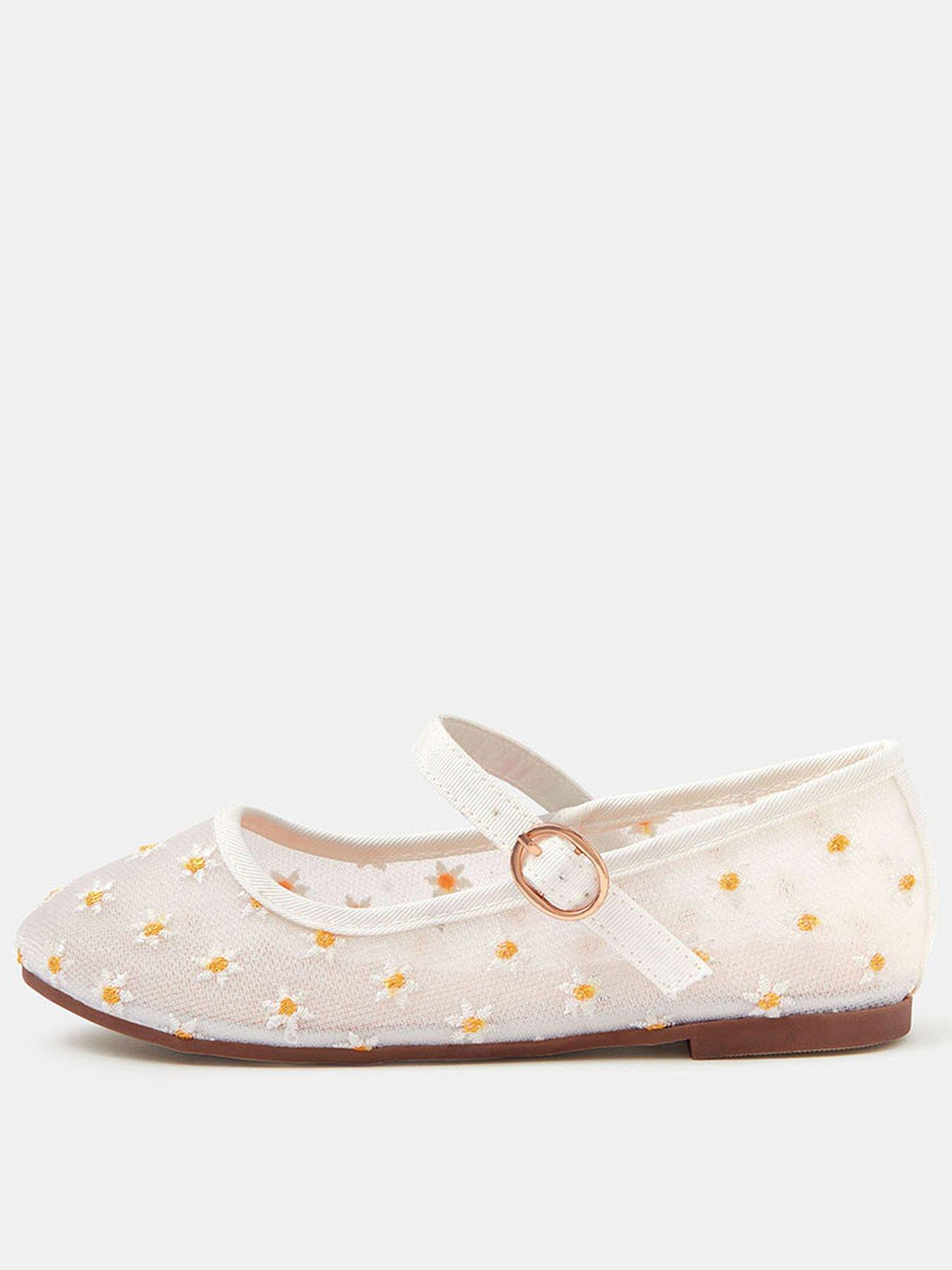Accessorize Girls Mesh Daisy Ballerina Shoes - White