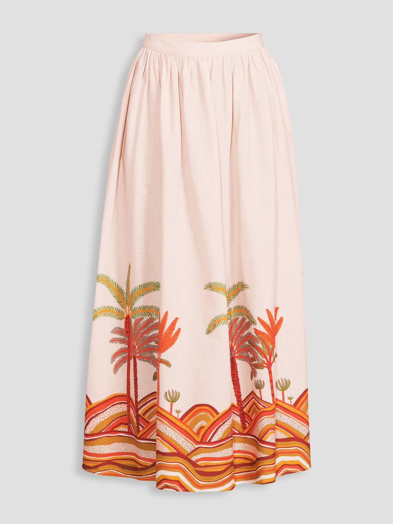 Image 7 of 7 of The Very Collection Tropical Print Maxi Co-Ord Skirt - Orange