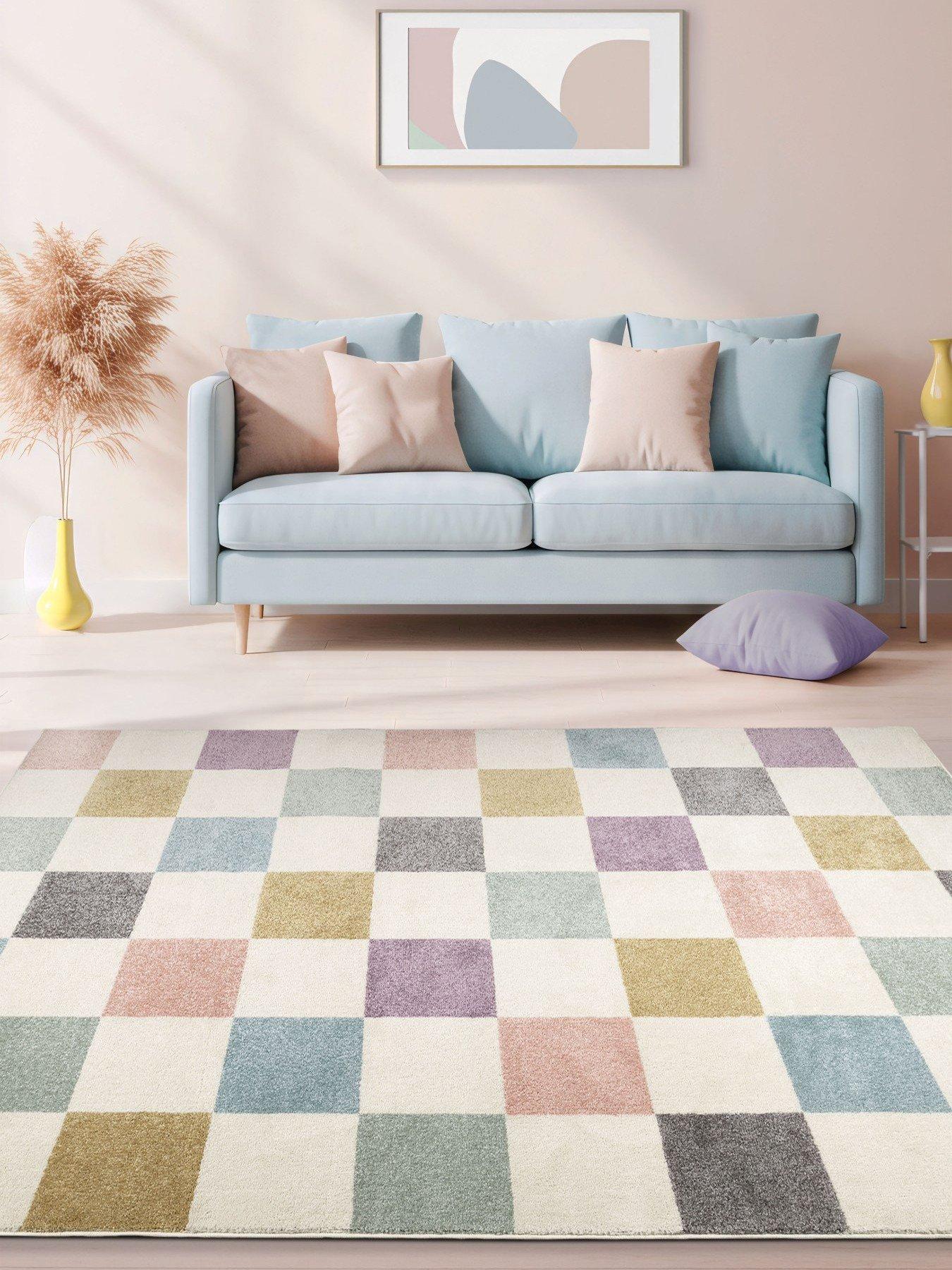 The Very Collection Echo Chequer Pastel Rug
