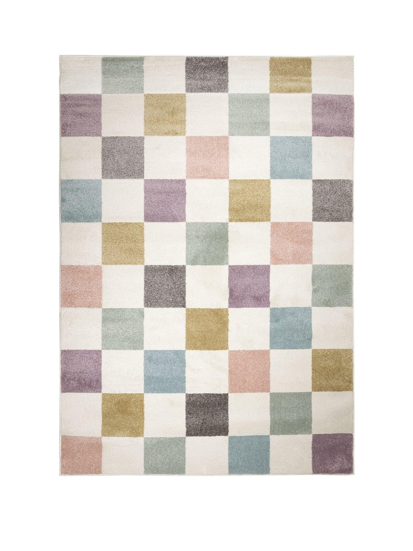 Image 2 of 4 of The Very Collection Echo Chequer Pastel Rug