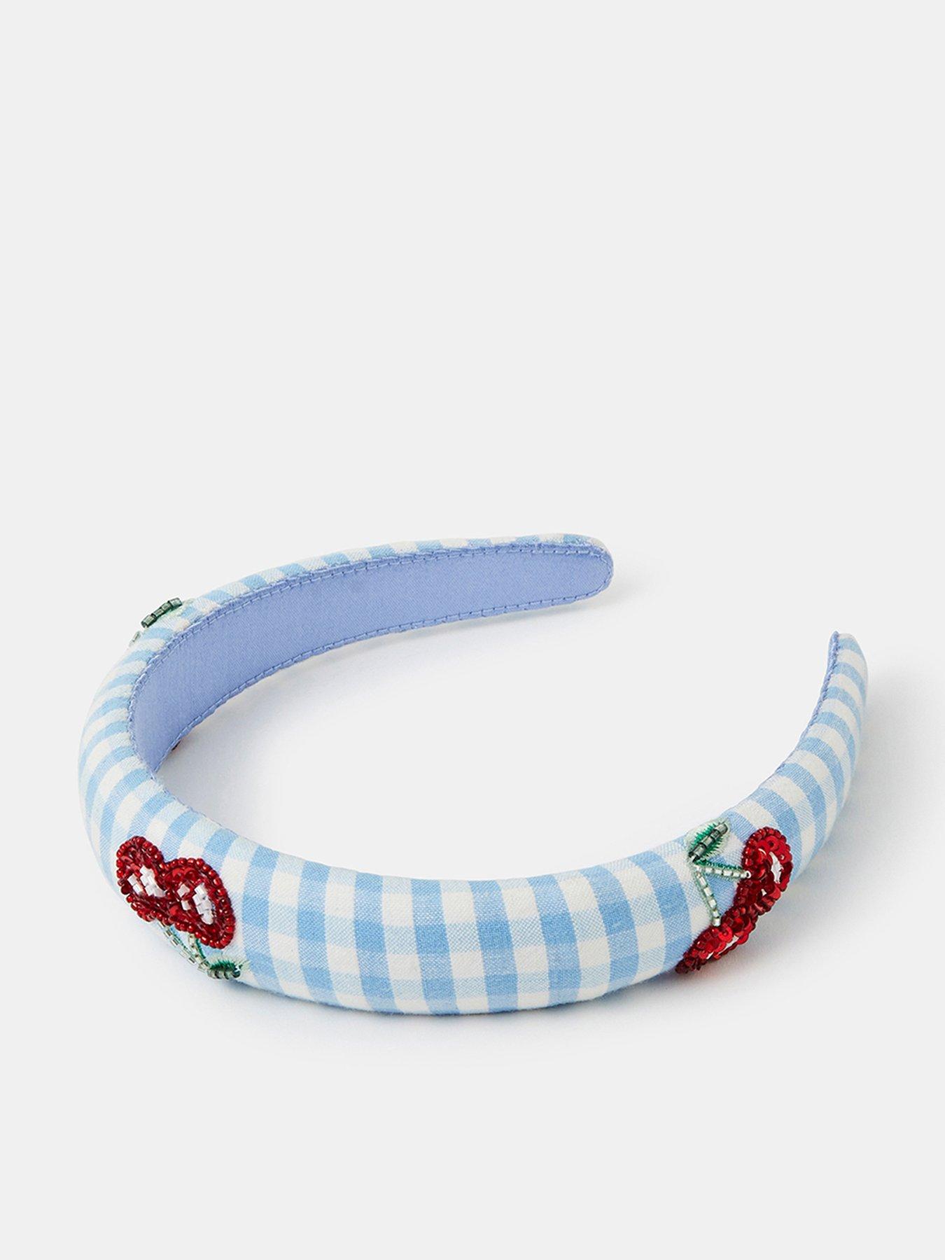 Accessorize Girls Cherry Gingham Alice Band - Blue