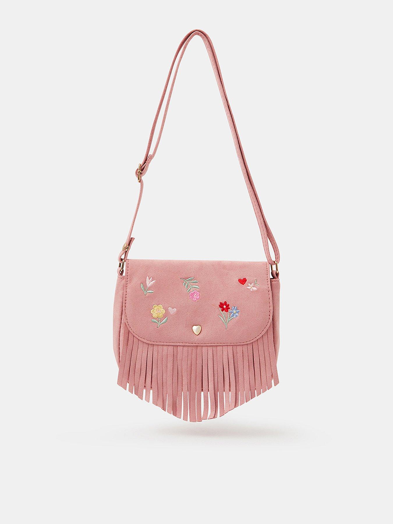 Accessorize Girls Floral Embroidered Cross Body Bag - Pink