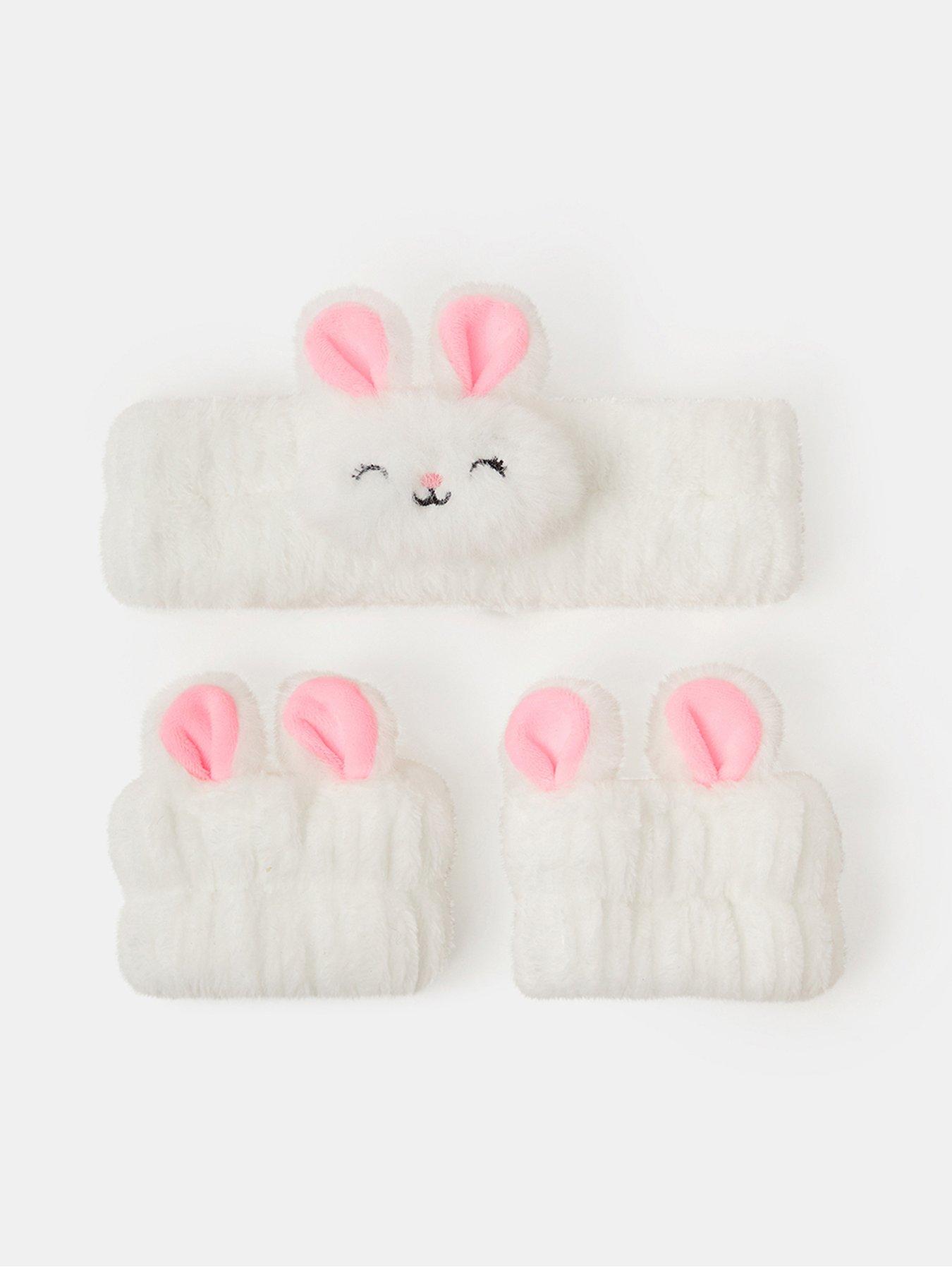 Accessorize Girls Bunny Wash Band Set - White