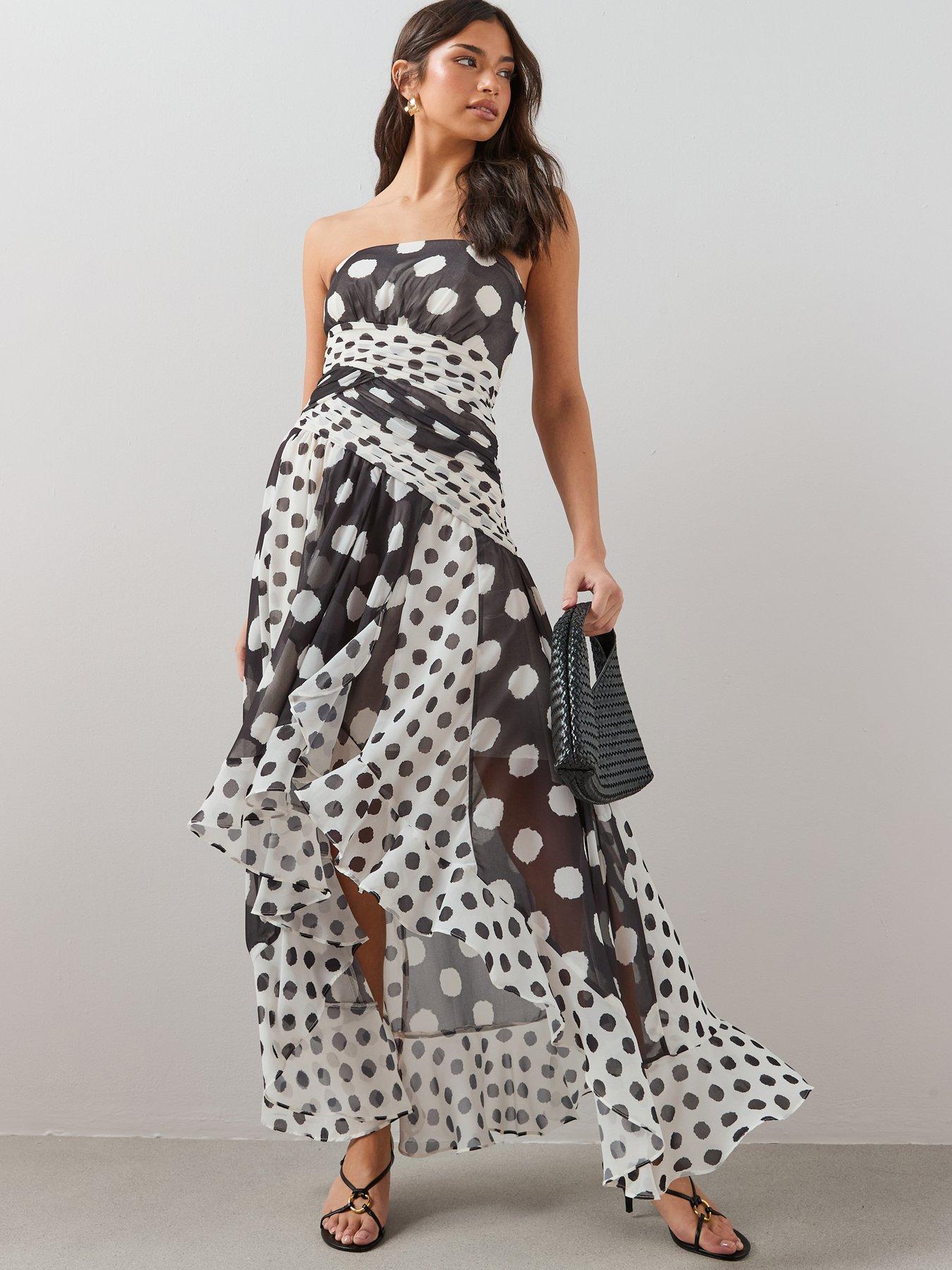 The Very Collection Polka Dot Cut Out Asymmetric Dress - Print