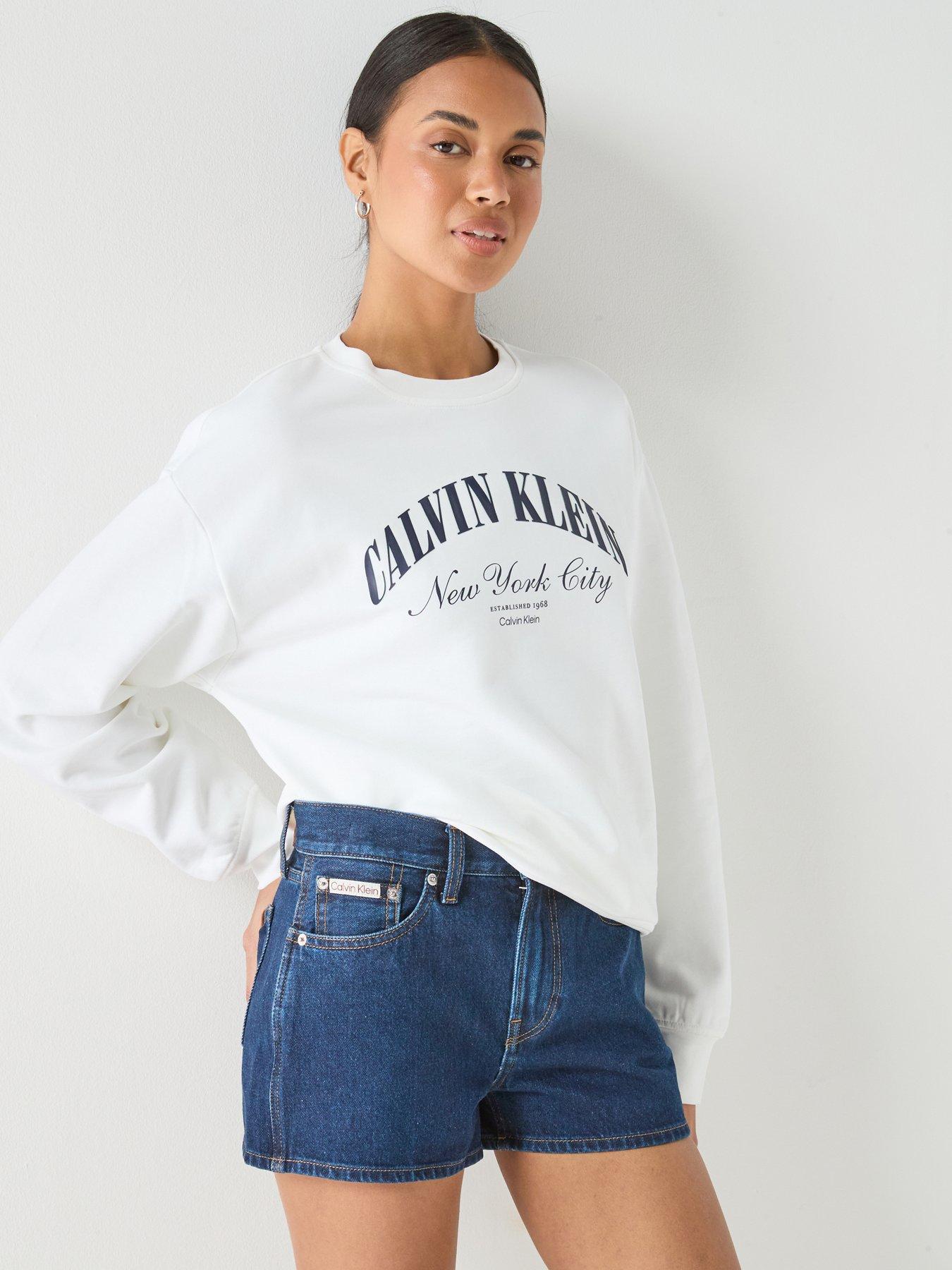 Calvin Klein Jeans Logo Graphic Crew Neck Sweatshirt - White