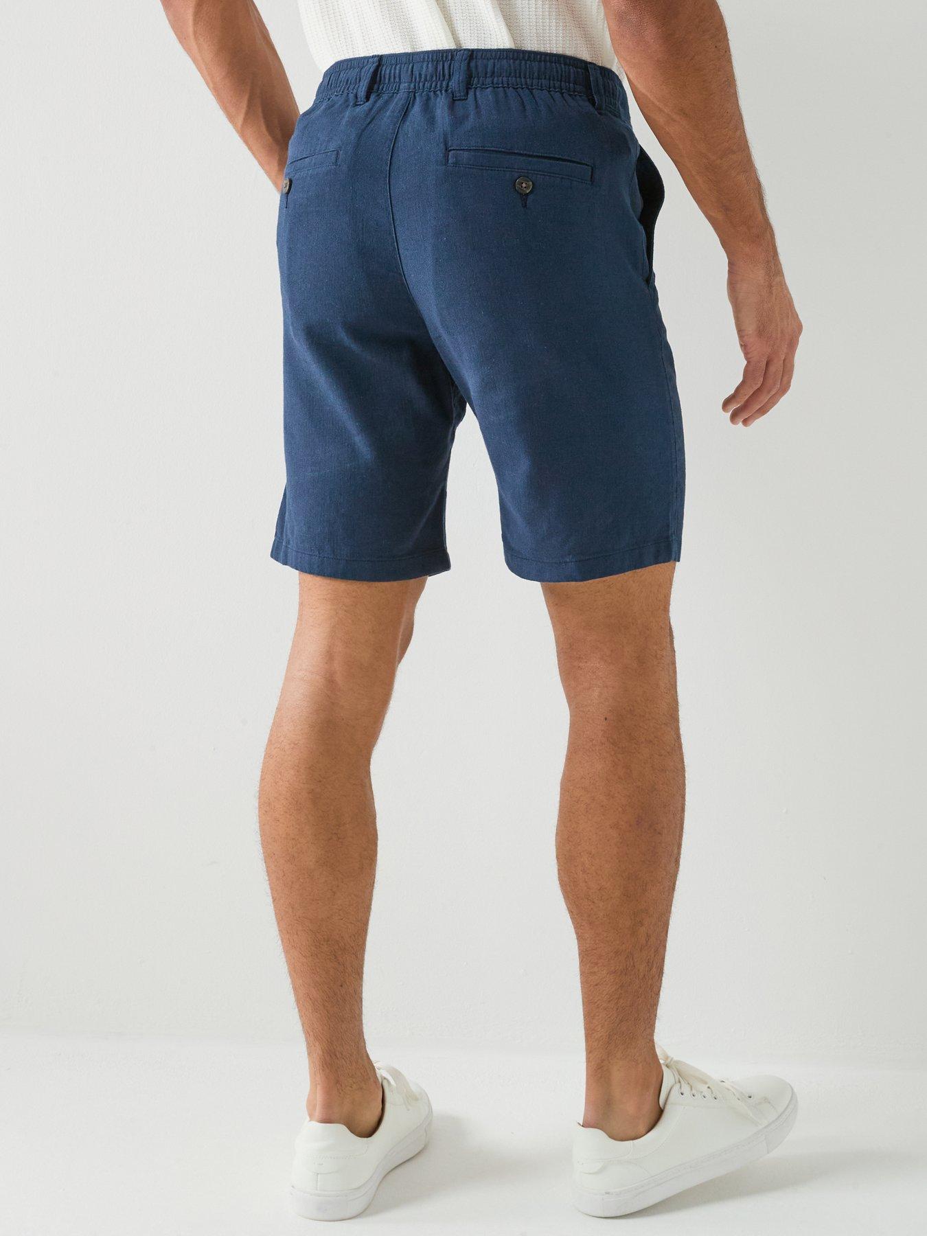 Image 2 of 6 of Selected Brody Slim Fit Linen Shorts - Navy