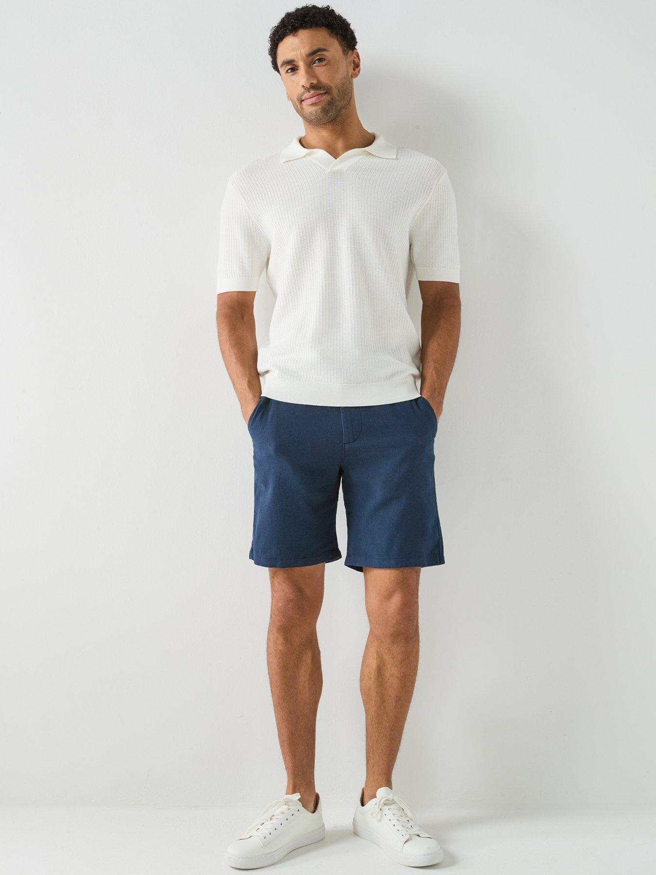 Image 3 of 6 of Selected Brody Slim Fit Linen Shorts - Navy