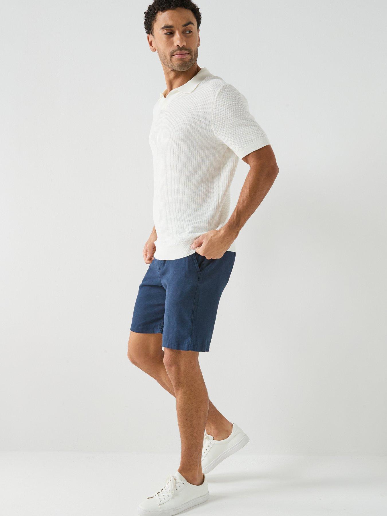 Image 6 of 6 of Selected Brody Slim Fit Linen Shorts - Navy