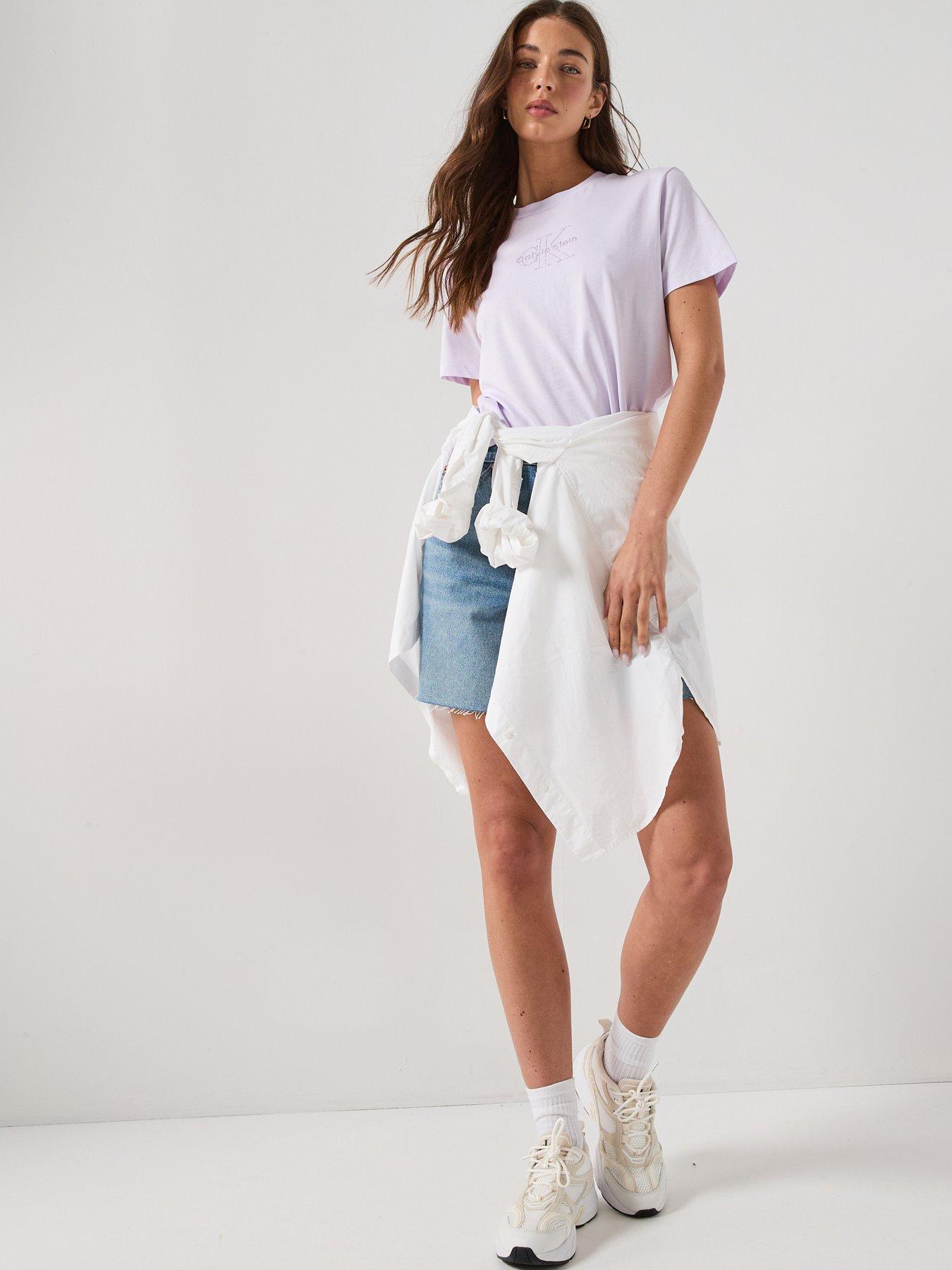 Image 3 of 6 of Calvin Klein Jeans Short Sleeve Classic Monologo T-Shirt - Purple