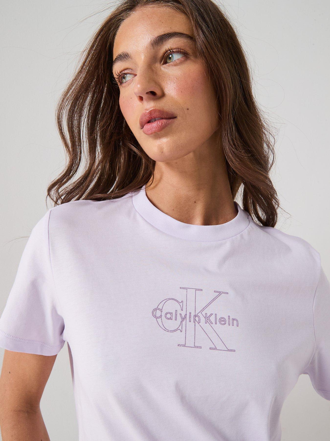 Image 4 of 6 of Calvin Klein Jeans Short Sleeve Classic Monologo T-Shirt - Purple