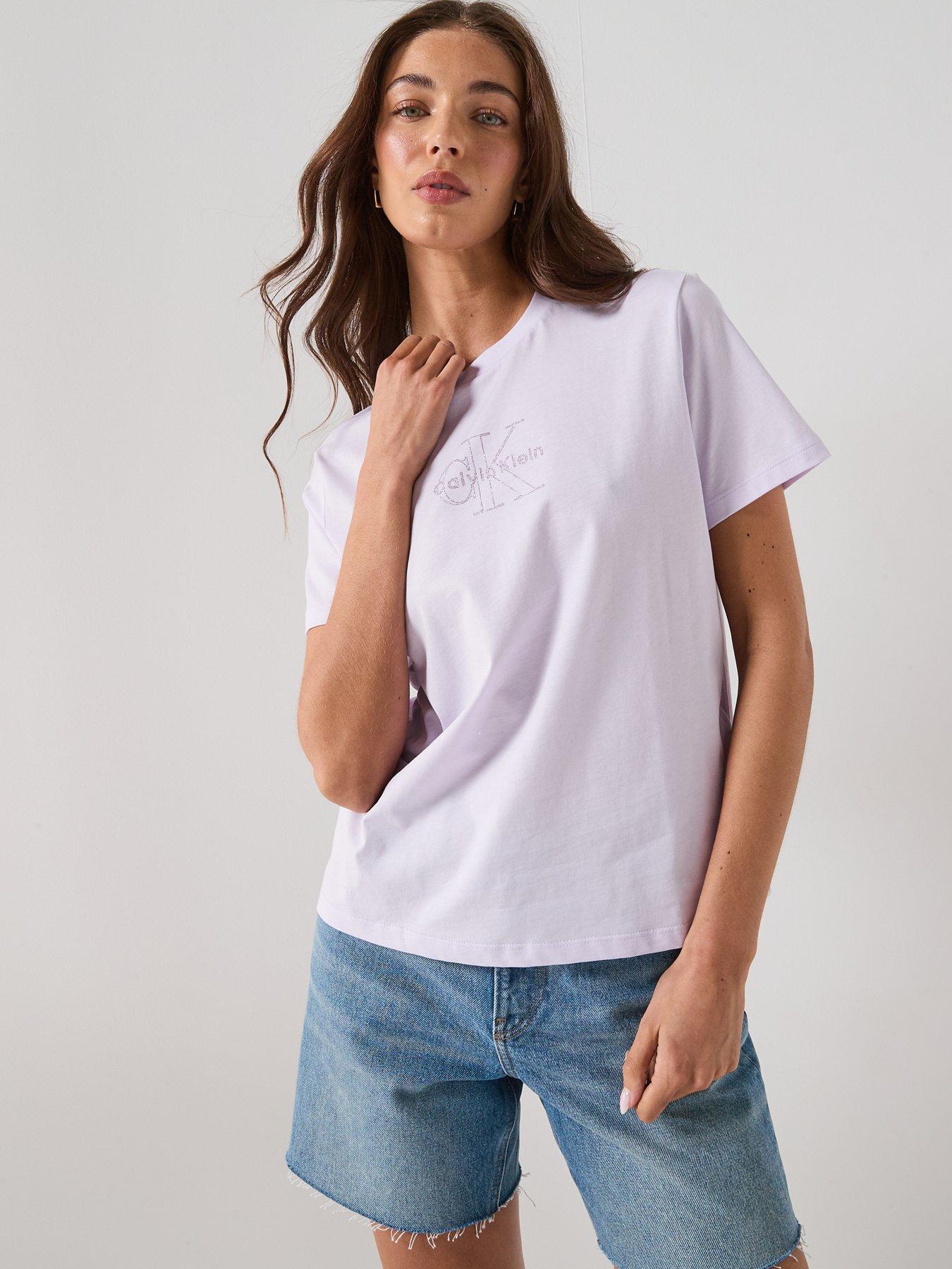 Image 5 of 6 of Calvin Klein Jeans Short Sleeve Classic Monologo T-Shirt - Purple
