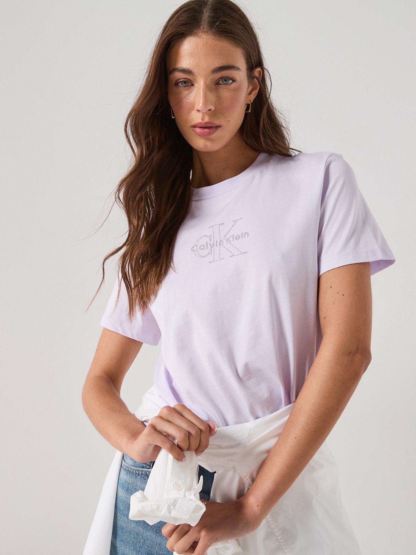 Image 6 of 6 of Calvin Klein Jeans Short Sleeve Classic Monologo T-Shirt - Purple