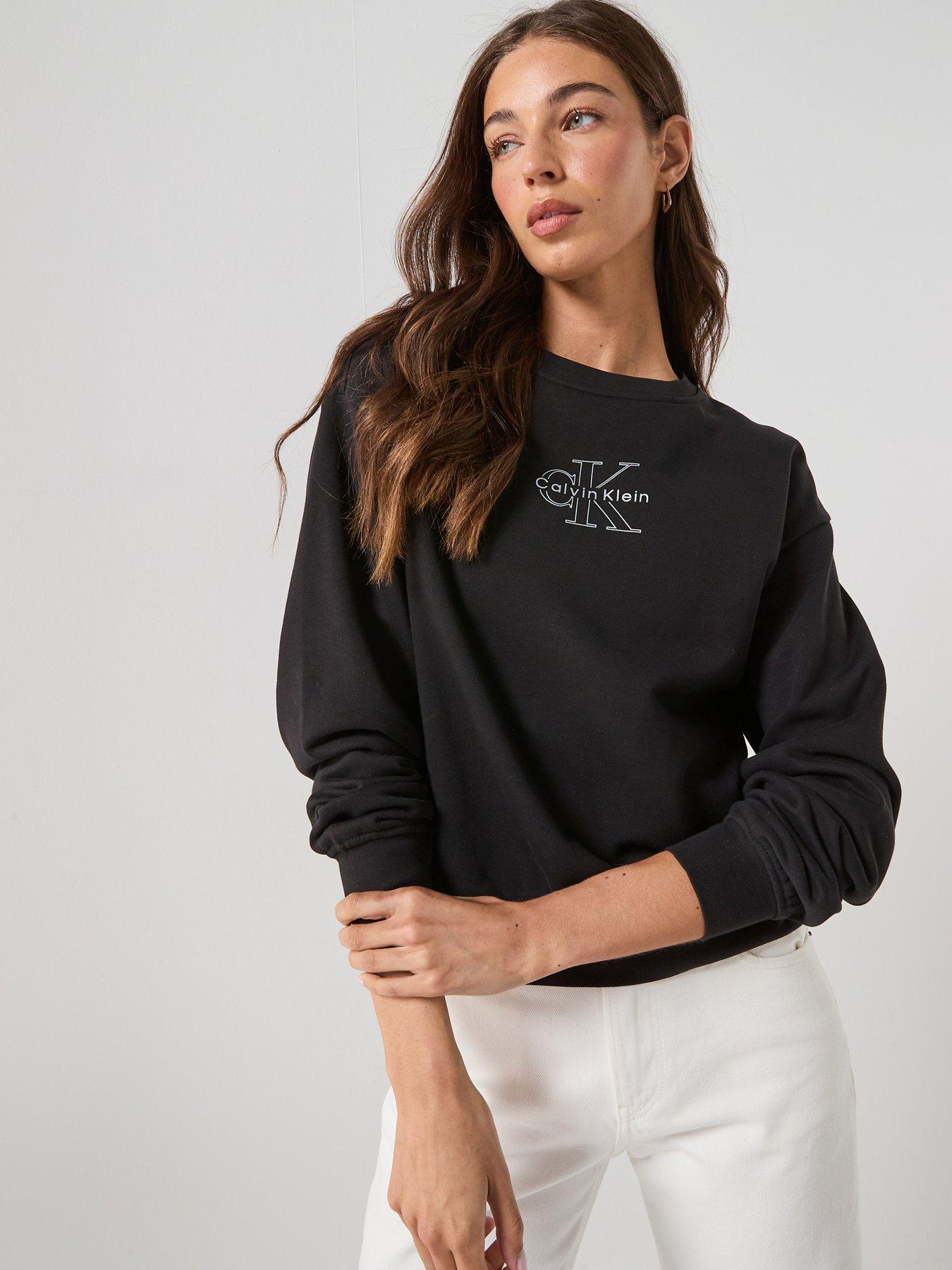 Image 1 of 6 of Calvin Klein Jeans Long Sleeve Crew Neck Sweatshirt - Black