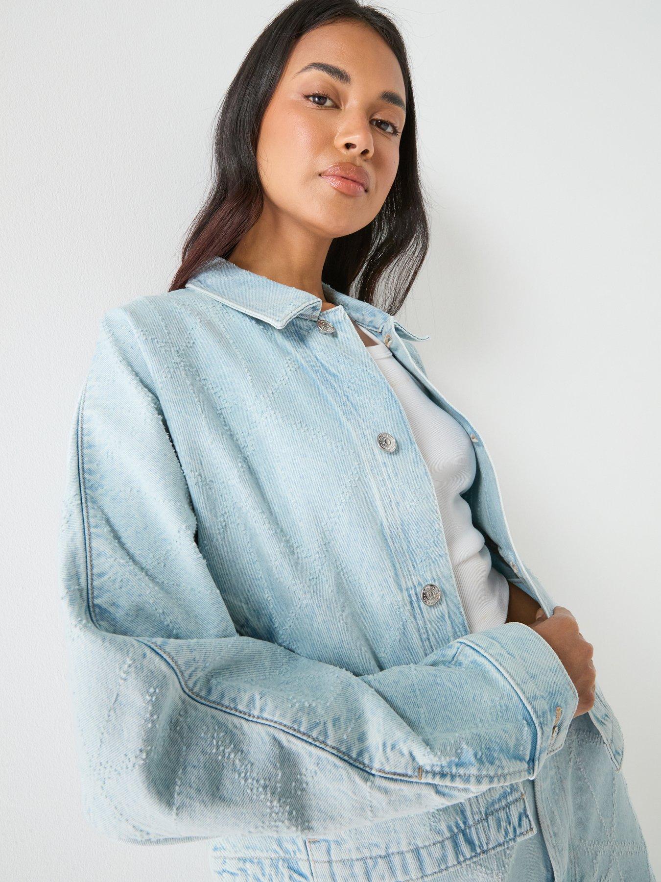 Calvin Klein Jeans Needle Punch Denim Trucker Jacket - CK Tropic