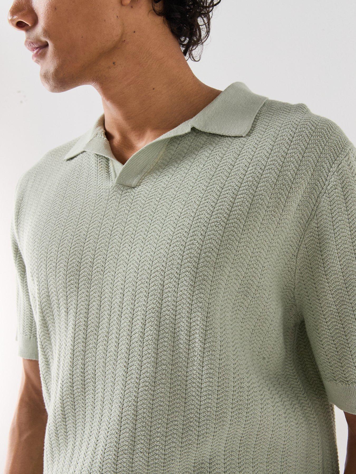 Image 5 of 5 of Selected Selected Mattis Linen Blend Open Collar Polo Shirt