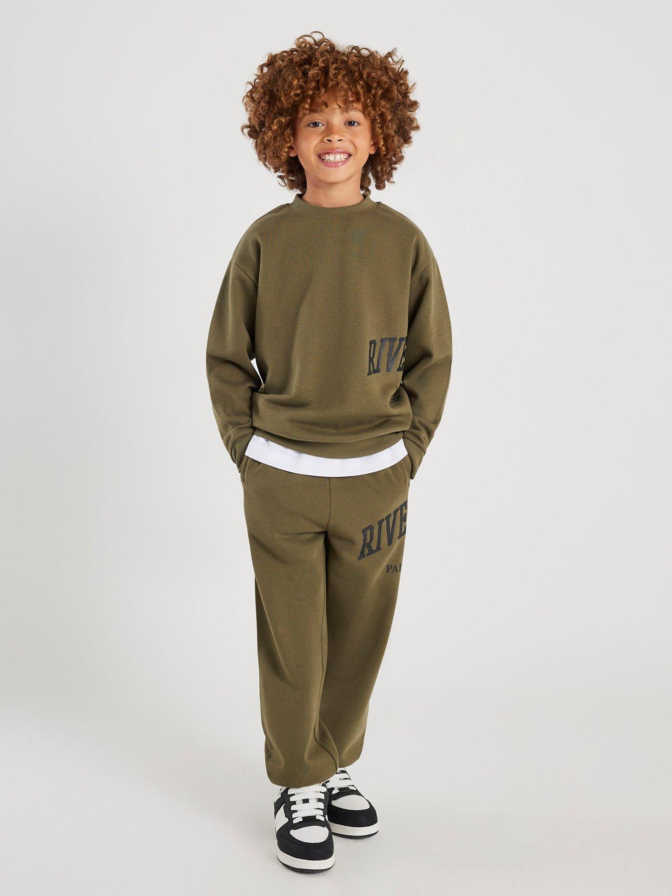 River Island Older Boys Branded Sweatshirt Set - Green