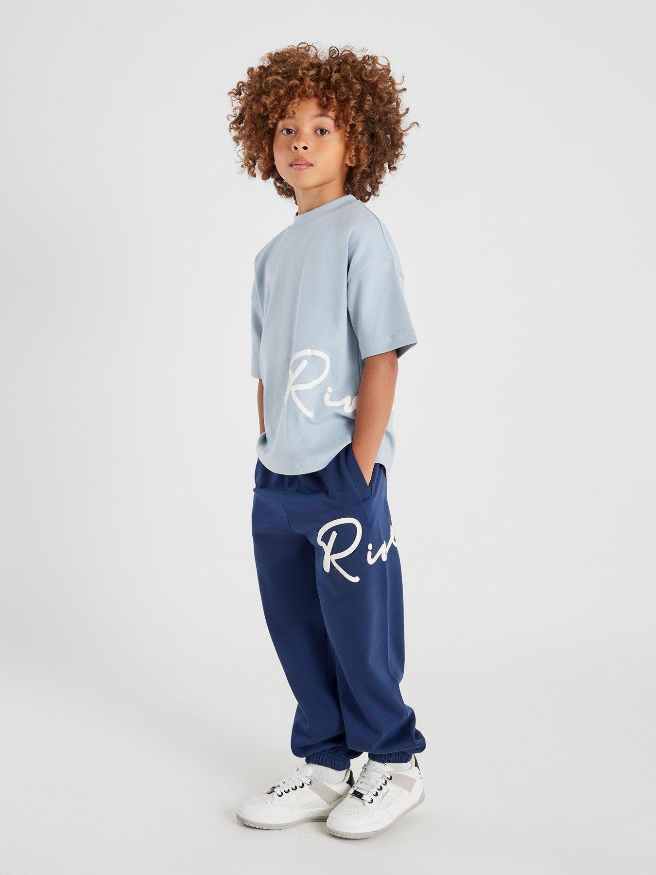 River Island Older Boys Branded T-Shirt Set - Blue