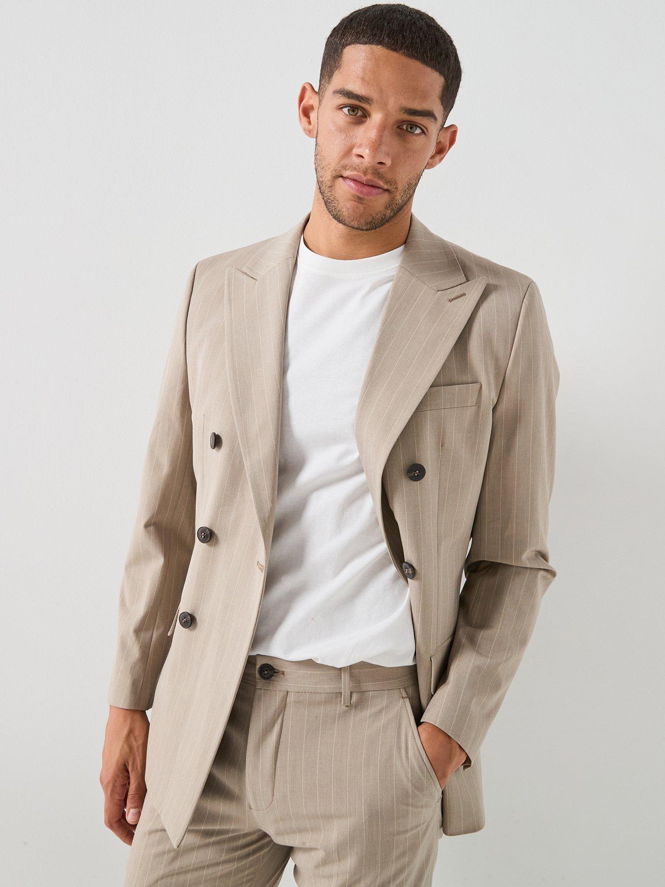 Image 1 of 4 of Selected Selected Liam Pinstripe Double Breasted Suit Jacket
