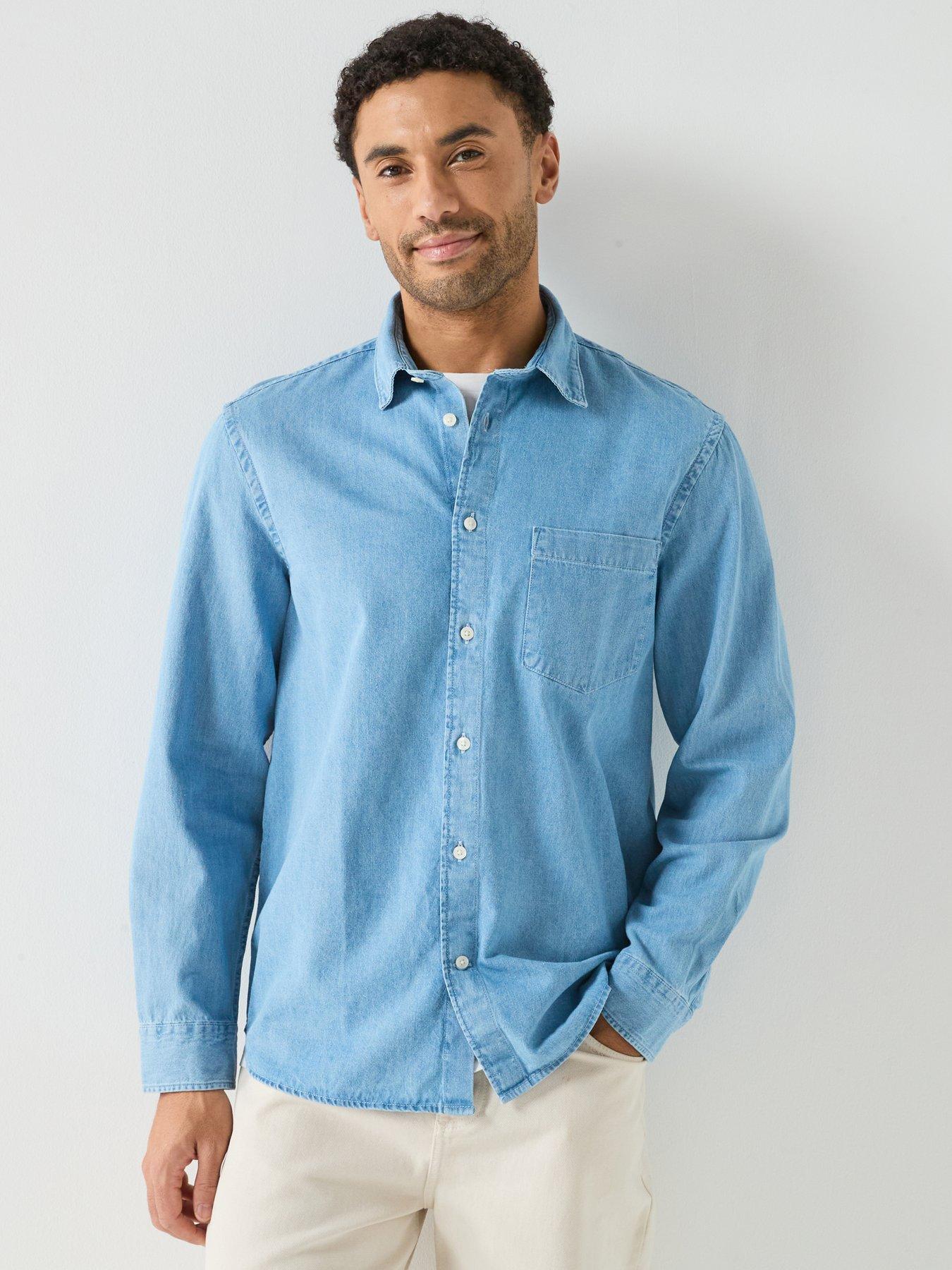 Selected Homme Carlo Long Sleeve Denim Shirt - Blue