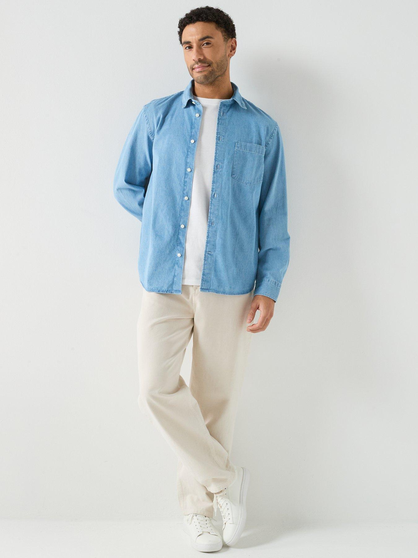 Image 3 of 6 of Selected Carlo Long Sleeve Denim Shirt - Blue