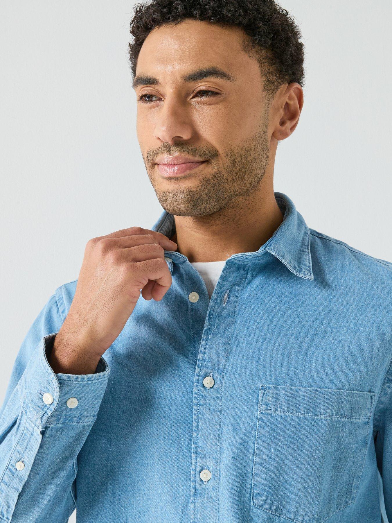 Image 4 of 6 of Selected Carlo Long Sleeve Denim Shirt - Blue