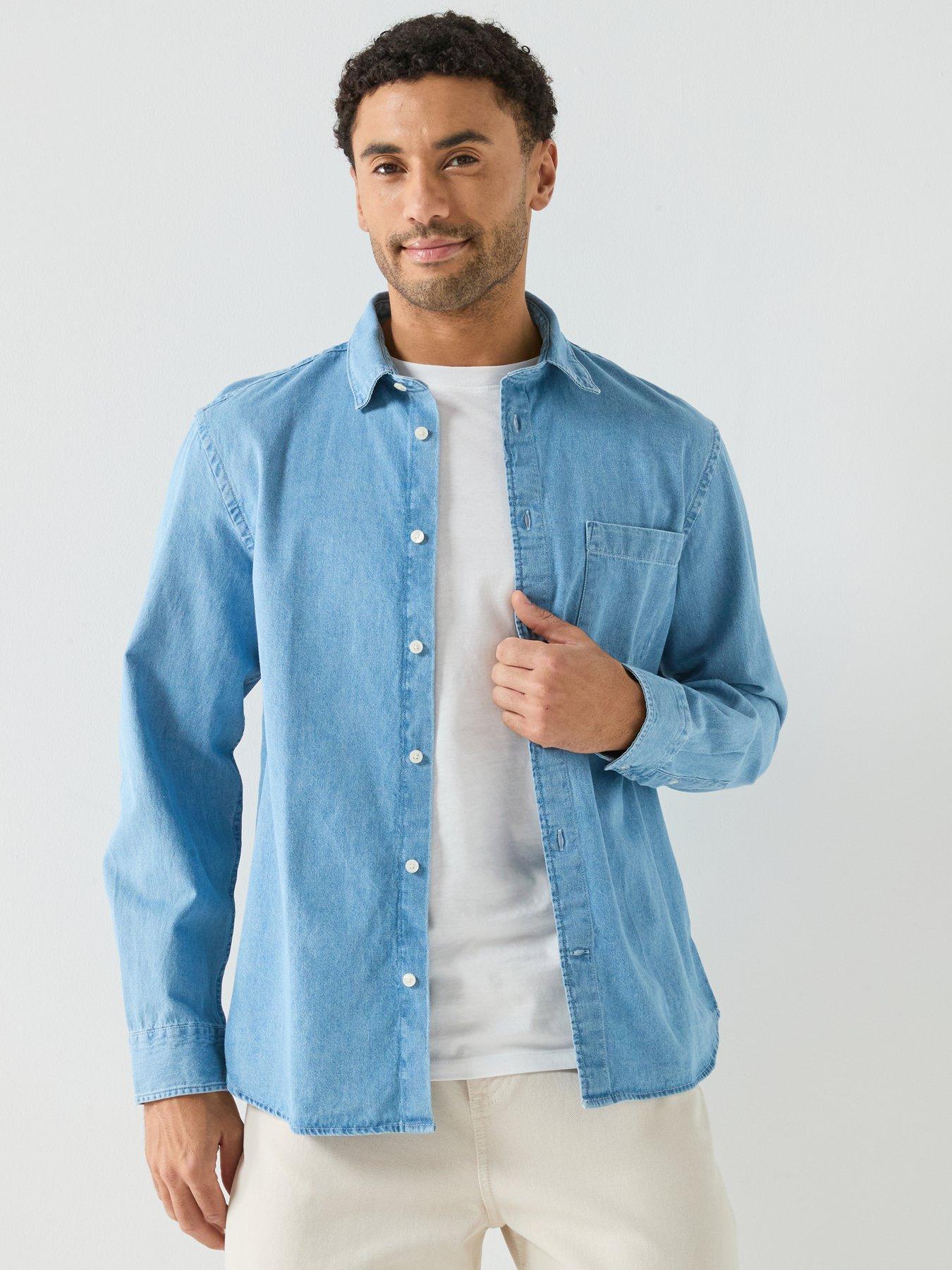 Image 5 of 6 of Selected Carlo Long Sleeve Denim Shirt - Blue