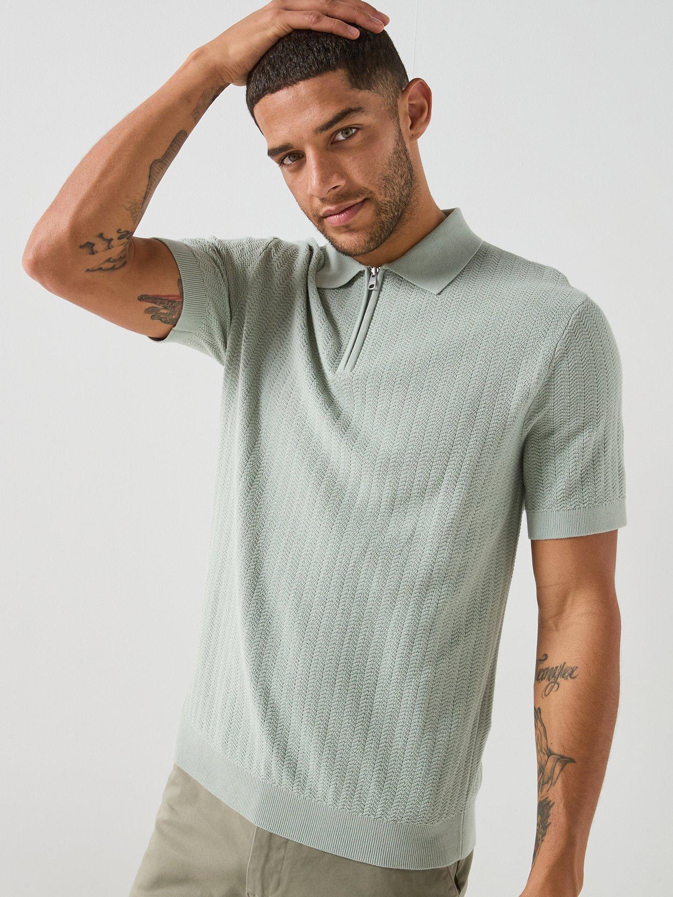 Selected Cran Short Sleeve Knitted Zip Polo Shirt