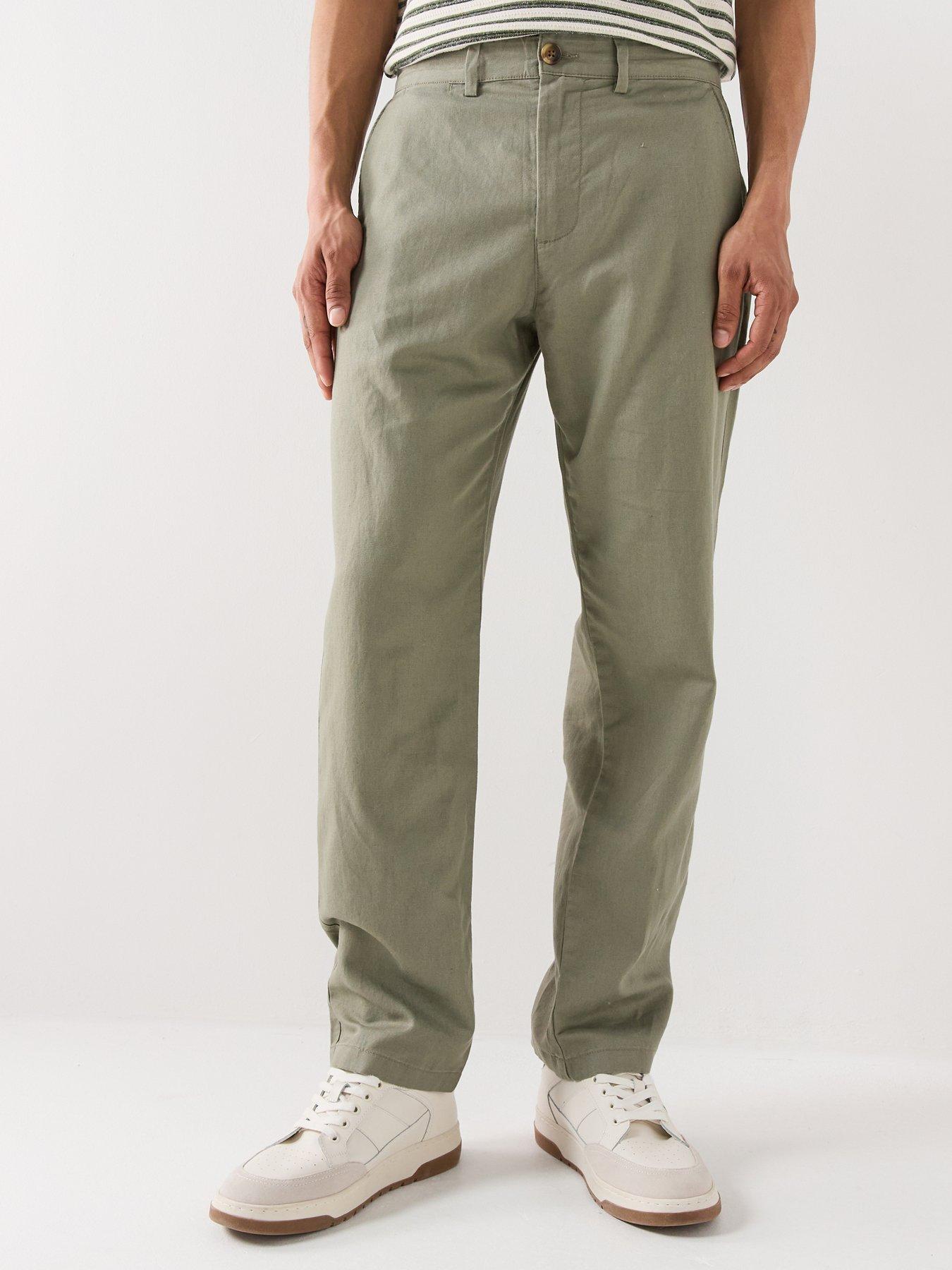 Selected Miles Straight Fit Linen Blend Trousers - Green