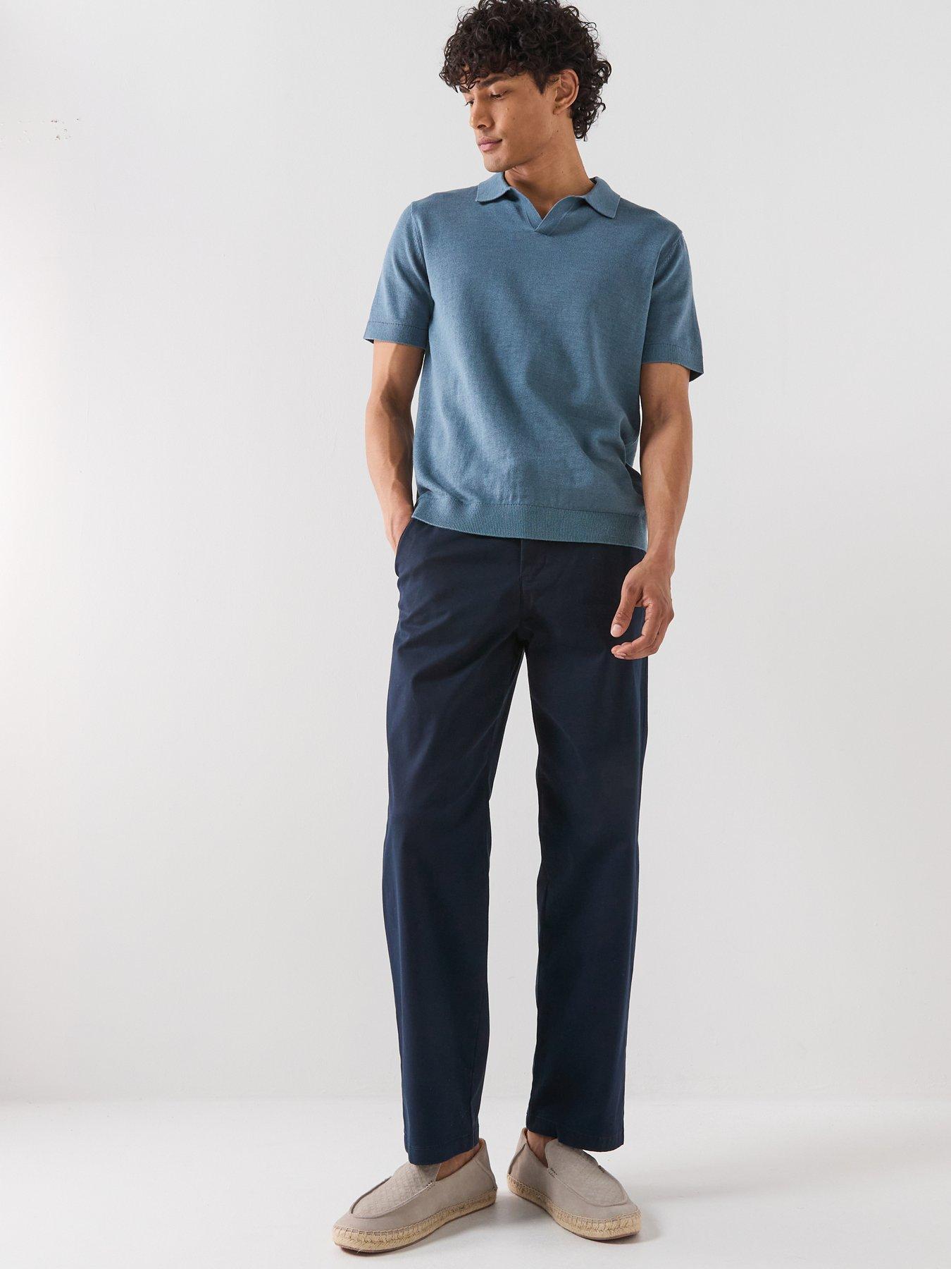 Image 3 of 5 of Selected Selected Mattis Linen Blend Open Collar Polo Shirt