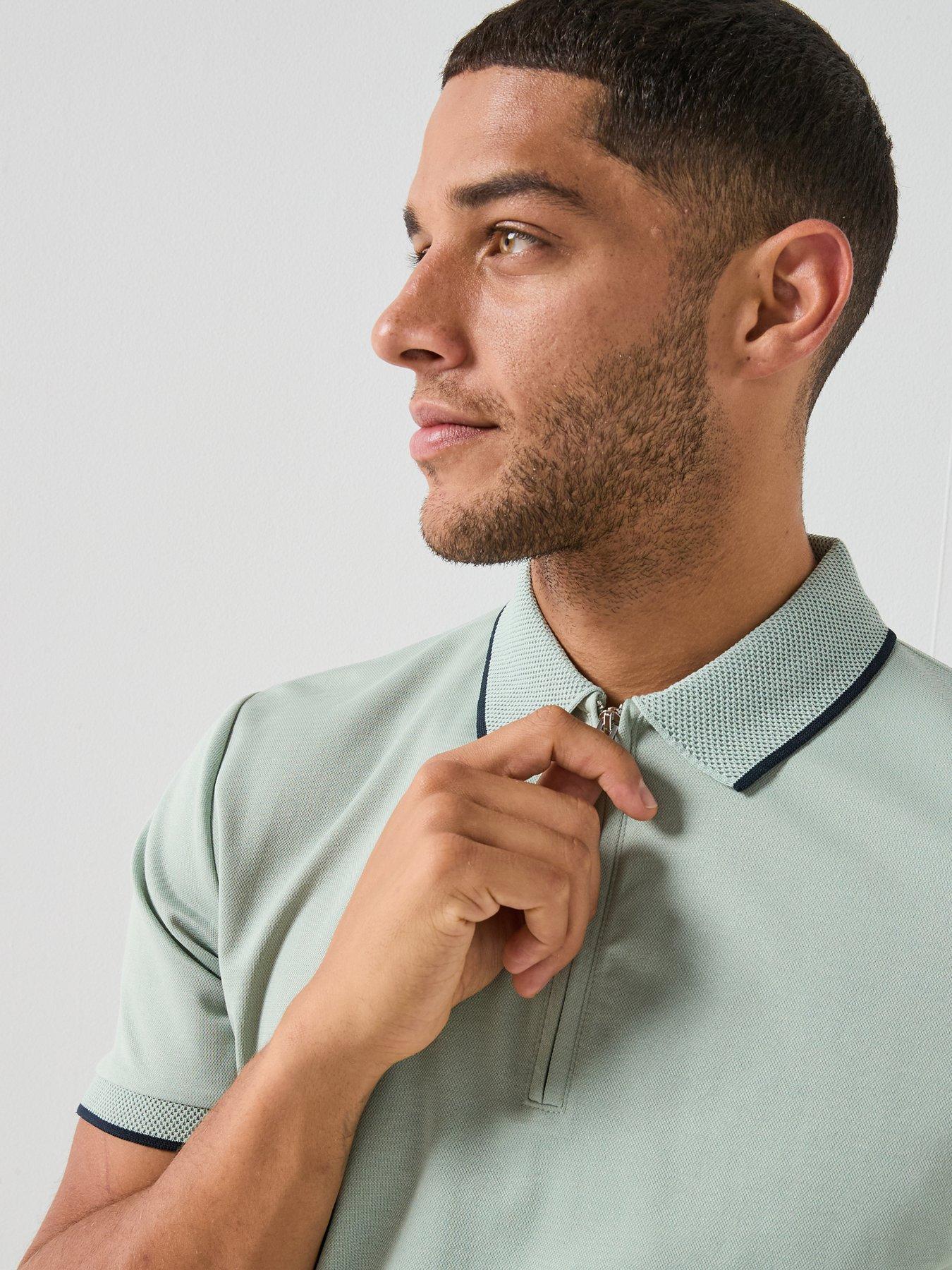 Image 4 of 4 of Selected Selected Fave Zip Short Sleeve Polo Shirt