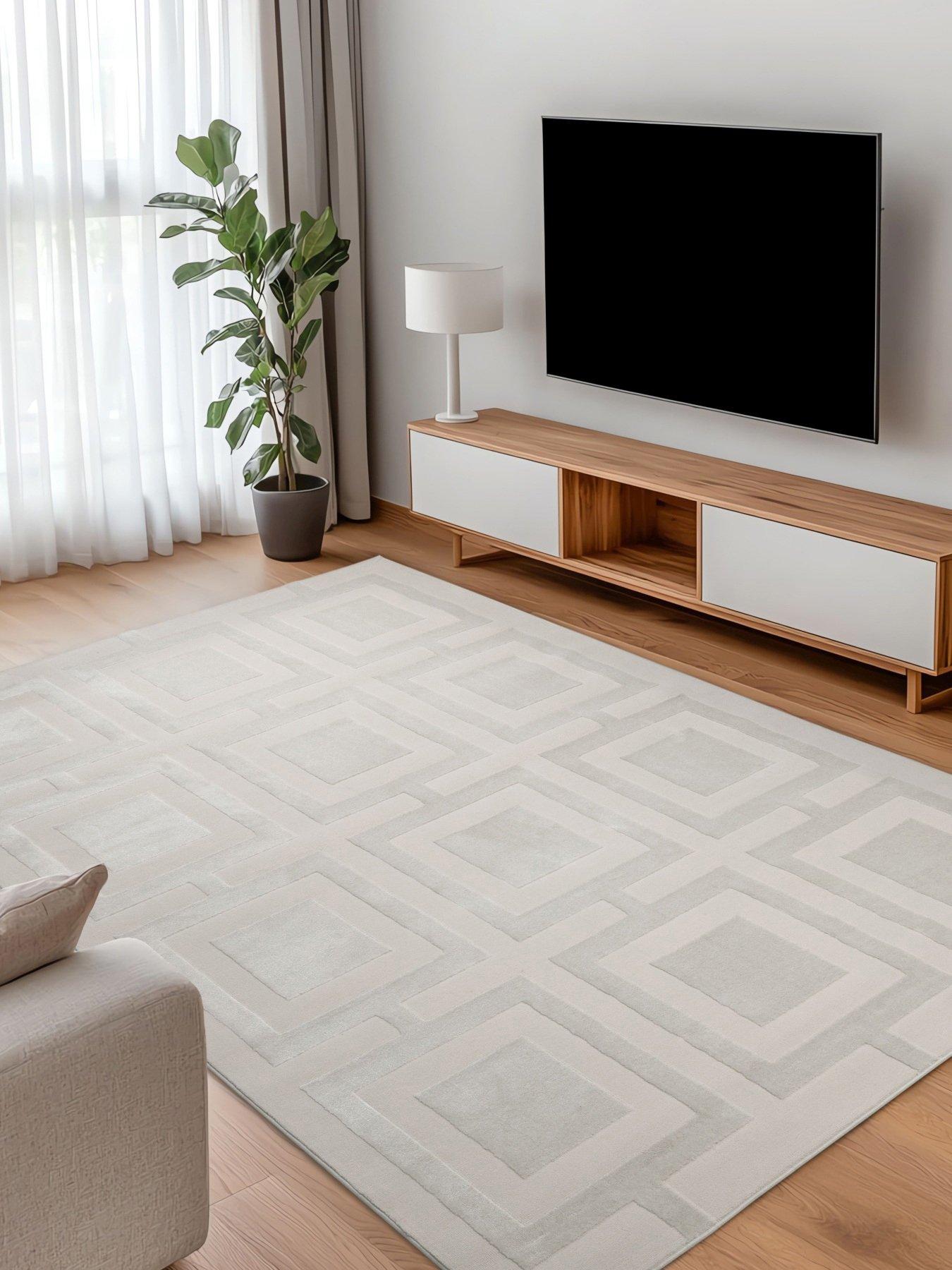 The Very Collection Atelier Squares Rug - Charcoal