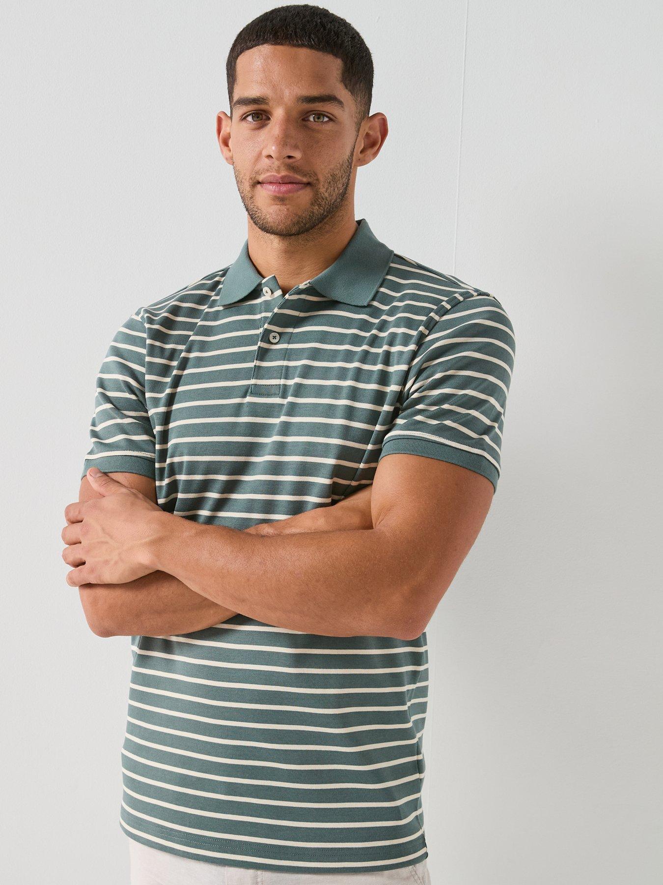 Image 1 of 4 of Selected Selected Dean Stripe Short Sleeve Polo Shirt