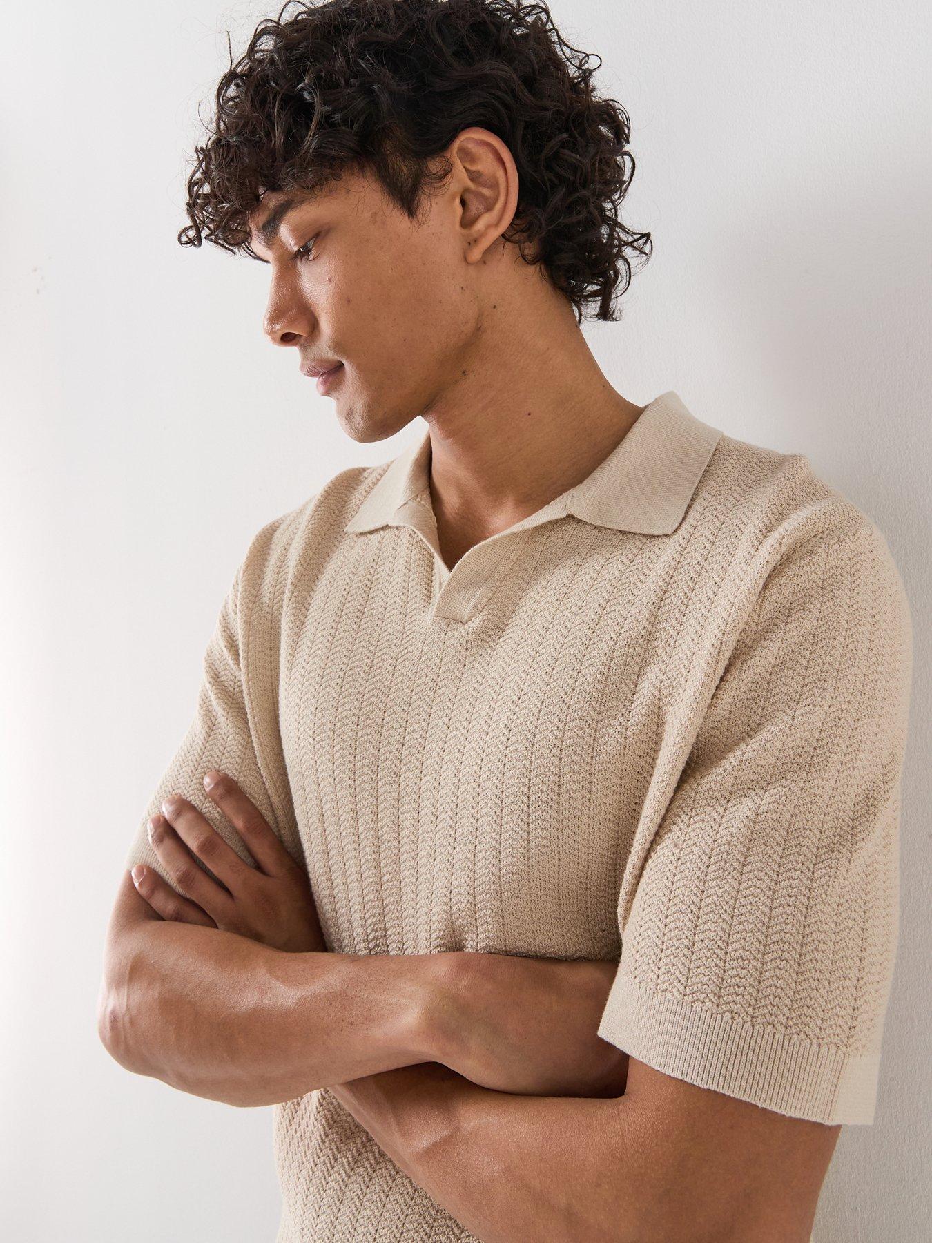 Image 4 of 5 of Selected Selected Mattis Linen Blend Open Collar Polo Shirt