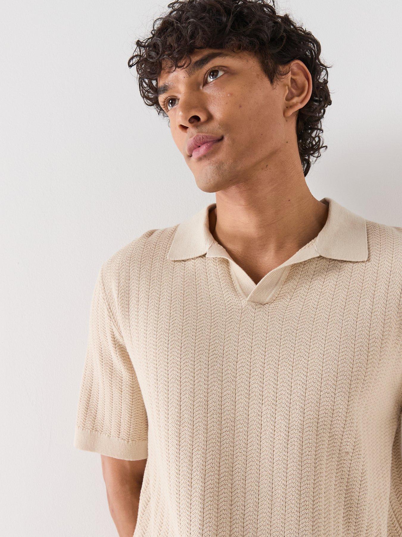 Image 5 of 5 of Selected Selected Mattis Linen Blend Open Collar Polo Shirt