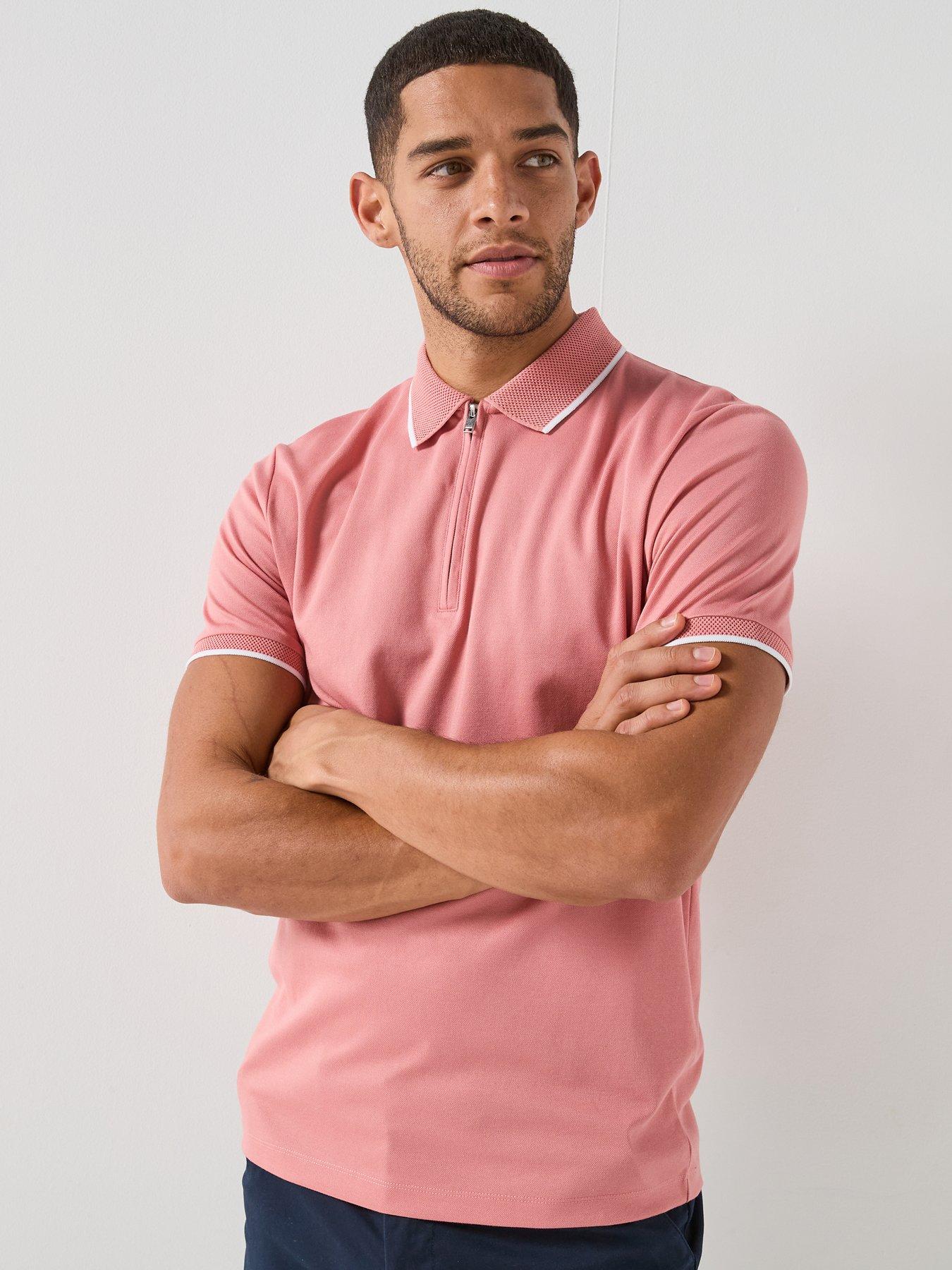 Selected Homme Fave Zip Short Sleeve Polo Shirt - Dark Orange