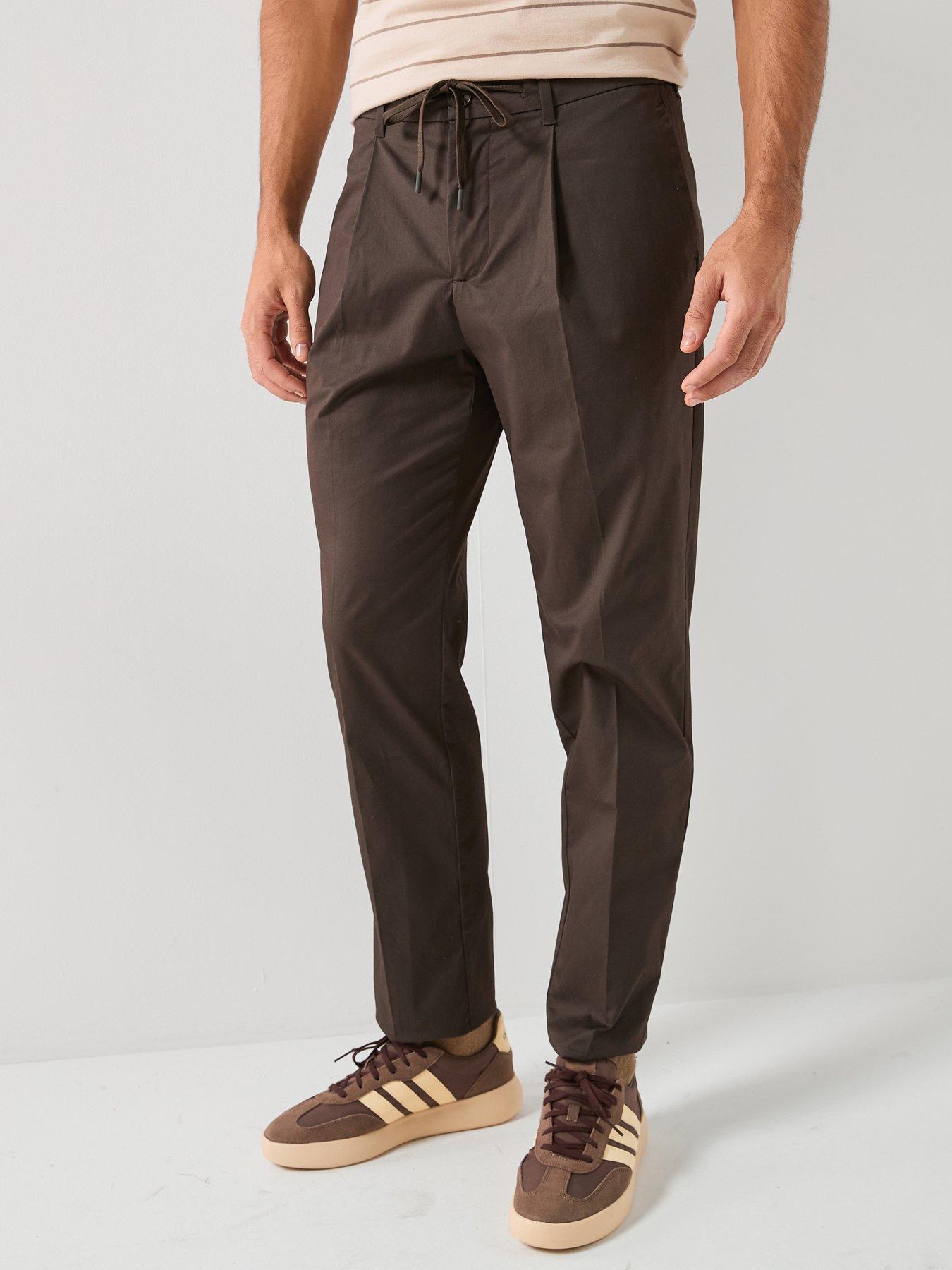 Selected Leroy Regular Fit Pleat Trousers - Brown