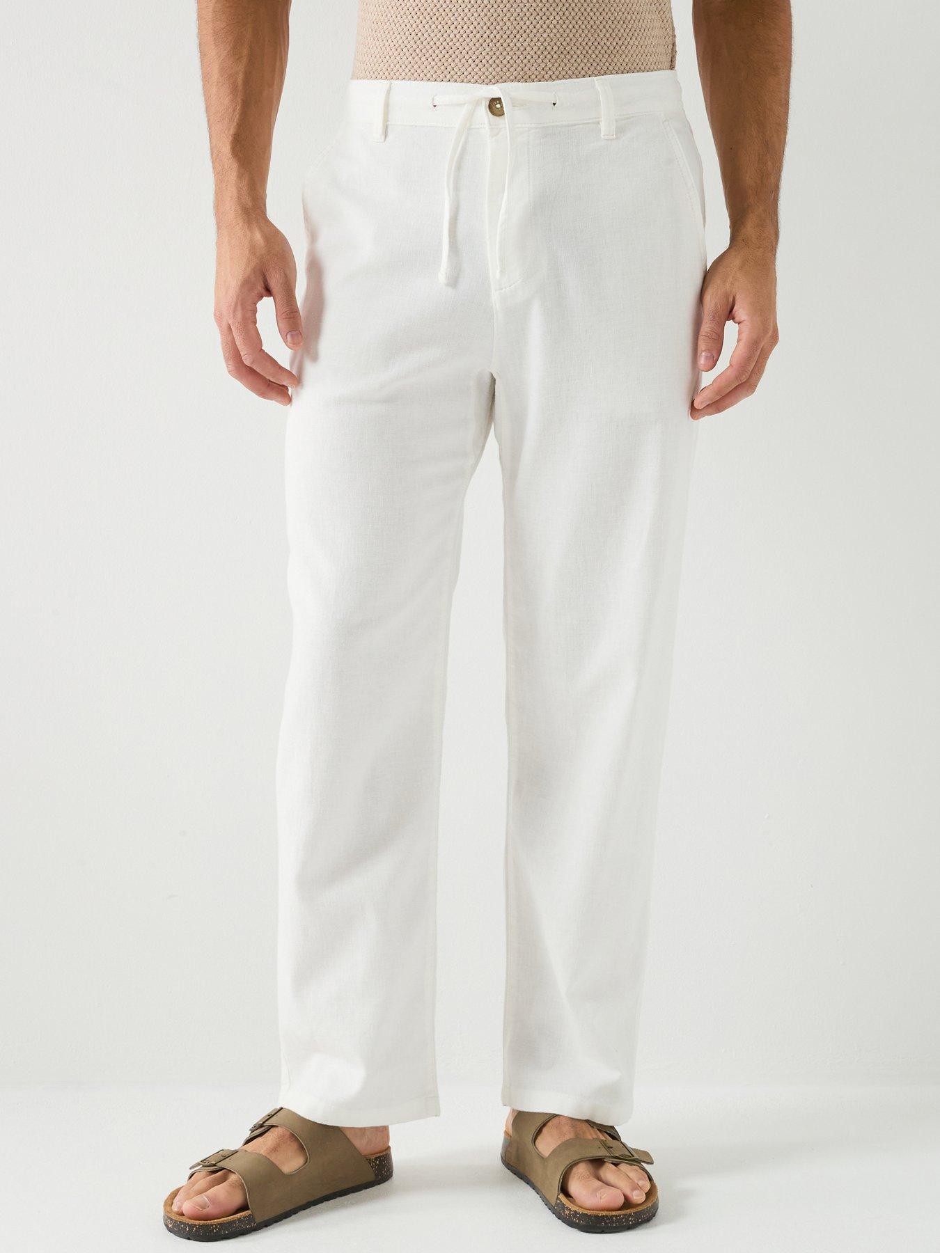 Selected Brody Loose Fit Linen Trousers - White