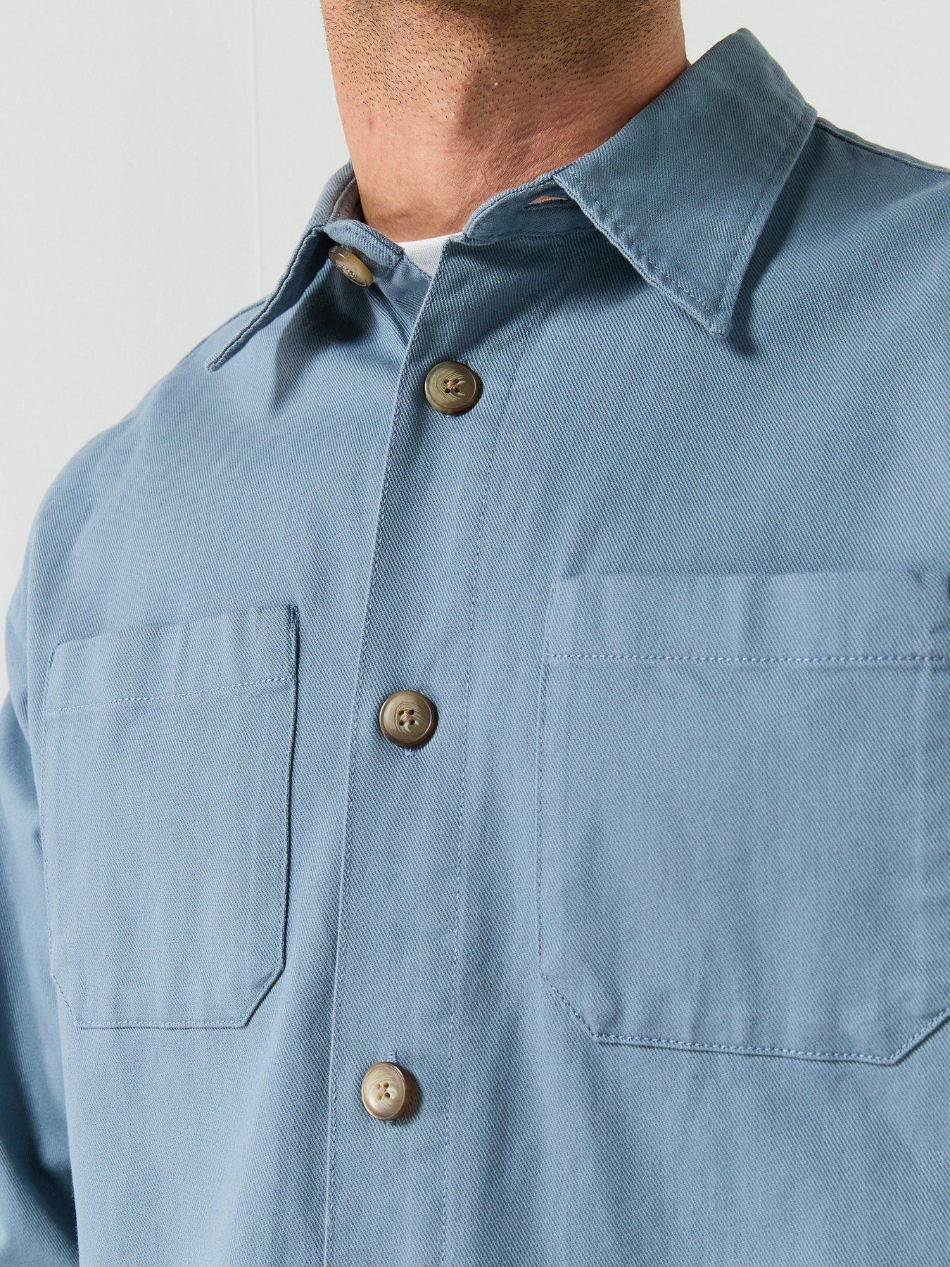 Image 5 of 6 of Selected Travis Twill Overshirt - Blue