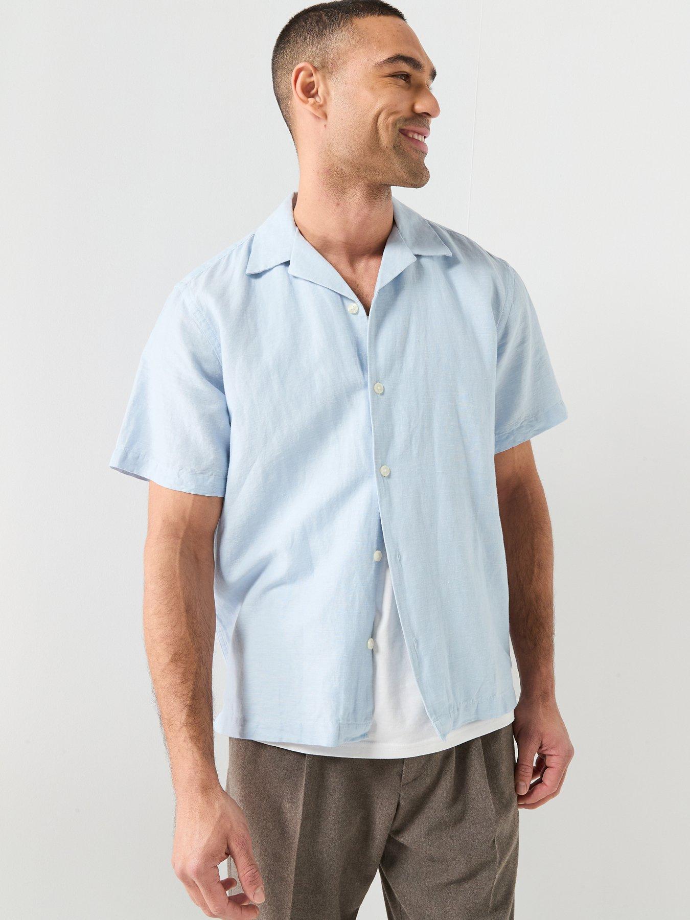 Selected Clay Short Sleeve Linen Blend Stripe Shirt