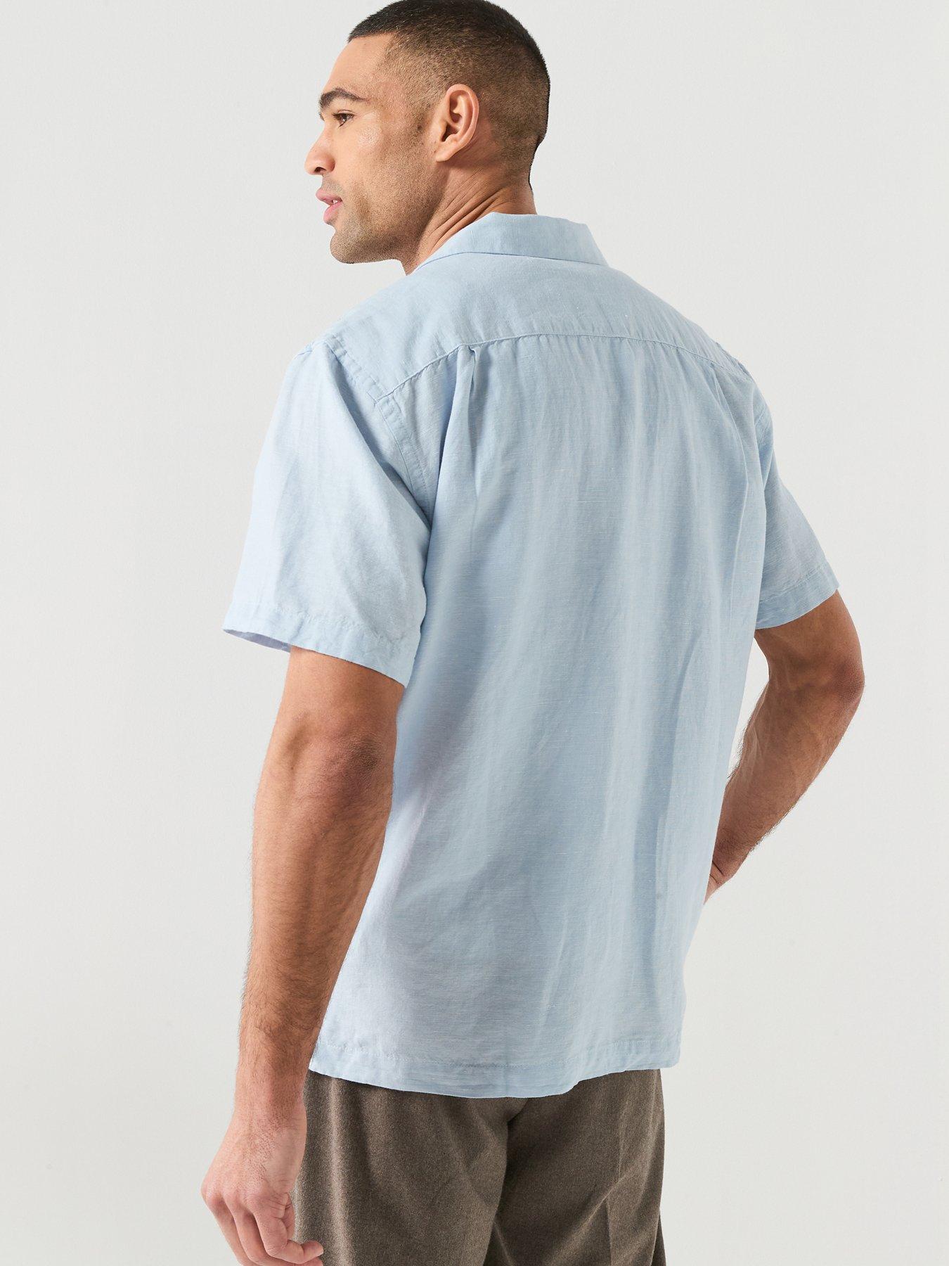 Image 2 of 6 of Selected Clay Short Sleeve Linen Blend Stripe Shirt