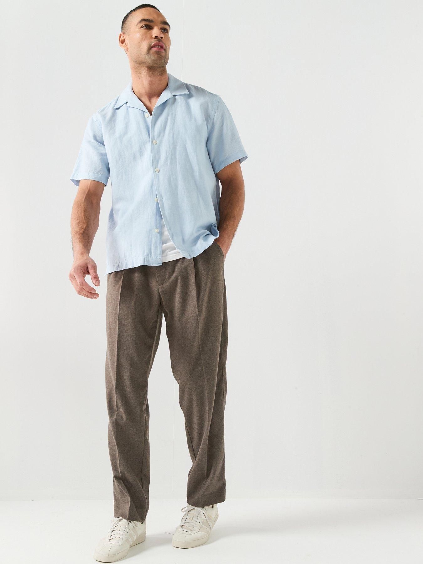 Image 3 of 6 of Selected Clay Short Sleeve Linen Blend Stripe Shirt