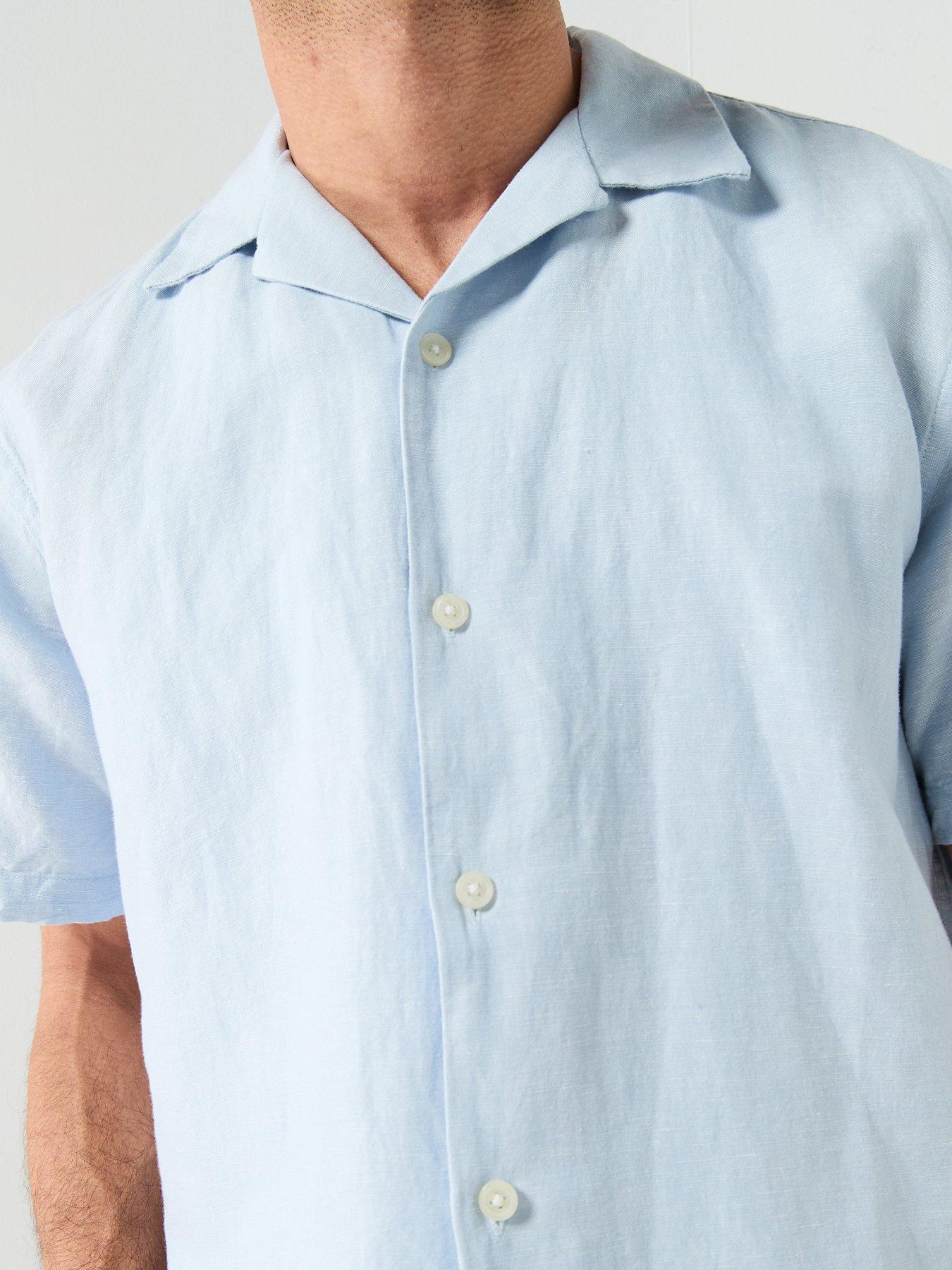 Image 4 of 6 of Selected Clay Short Sleeve Linen Blend Stripe Shirt