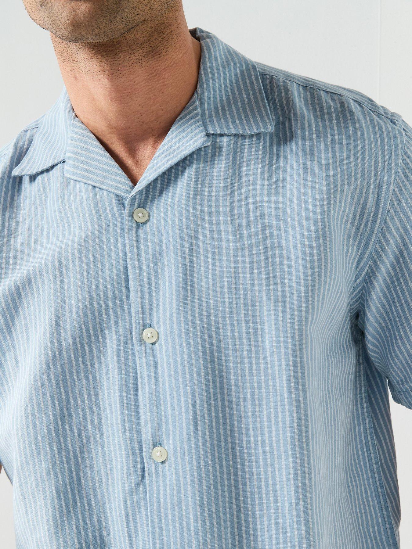 Image 4 of 5 of Selected Clay Short Sleeve Linen Blend Shirt - Blue