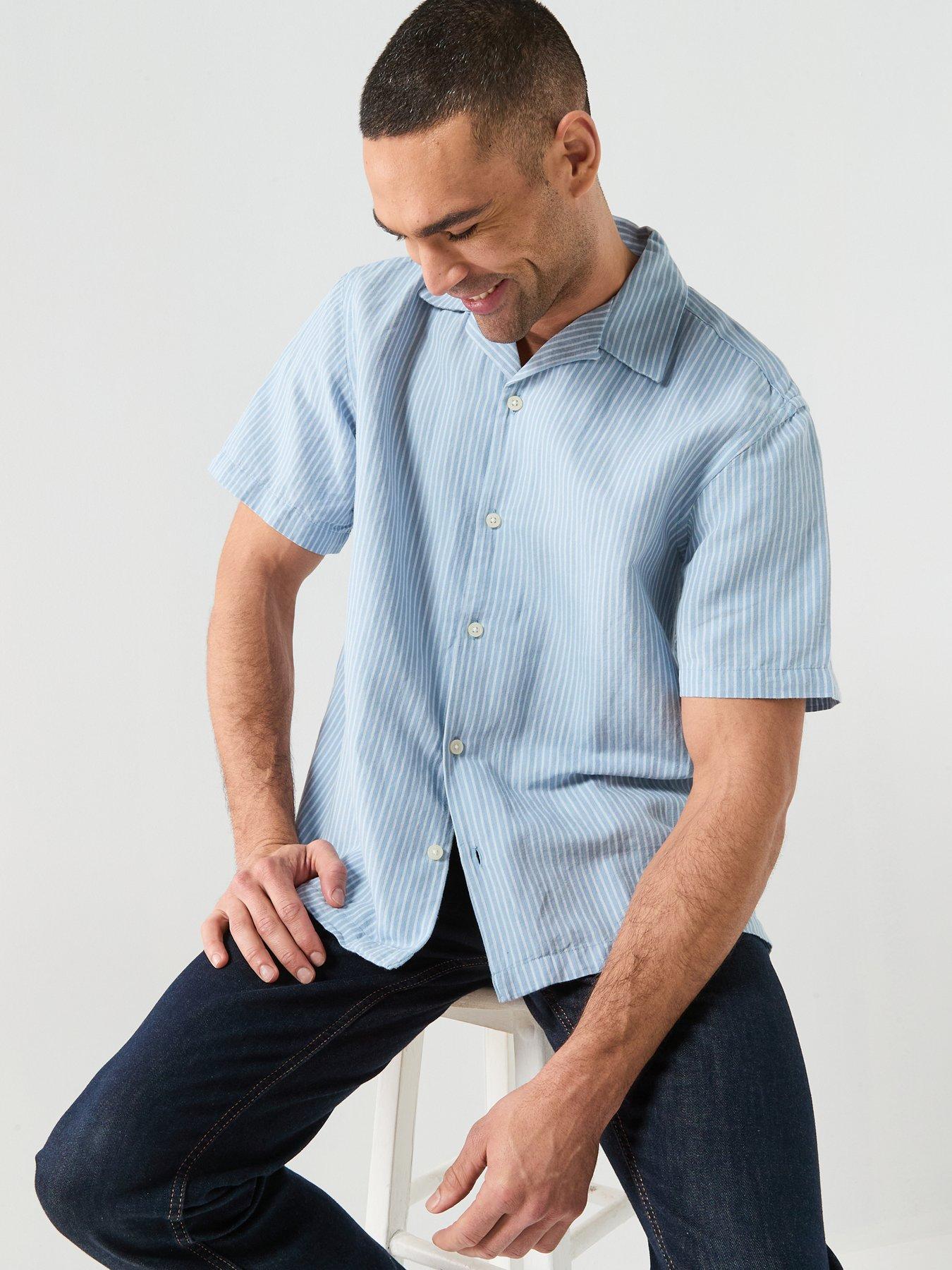 Image 5 of 5 of Selected Clay Short Sleeve Linen Blend Shirt - Blue