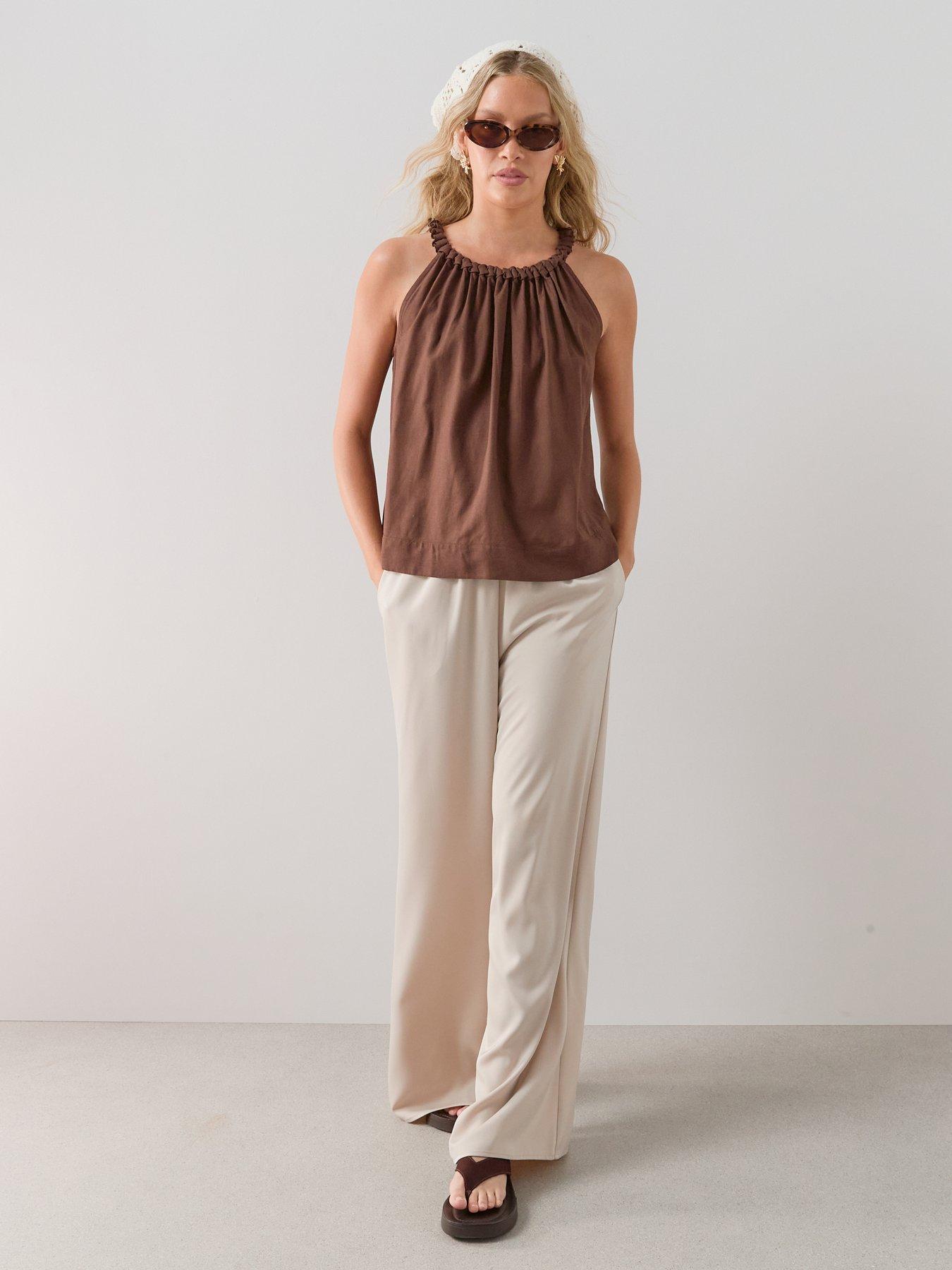 Image 3 of 6 of The Very Collection Twist Neckline Blouse - Brown