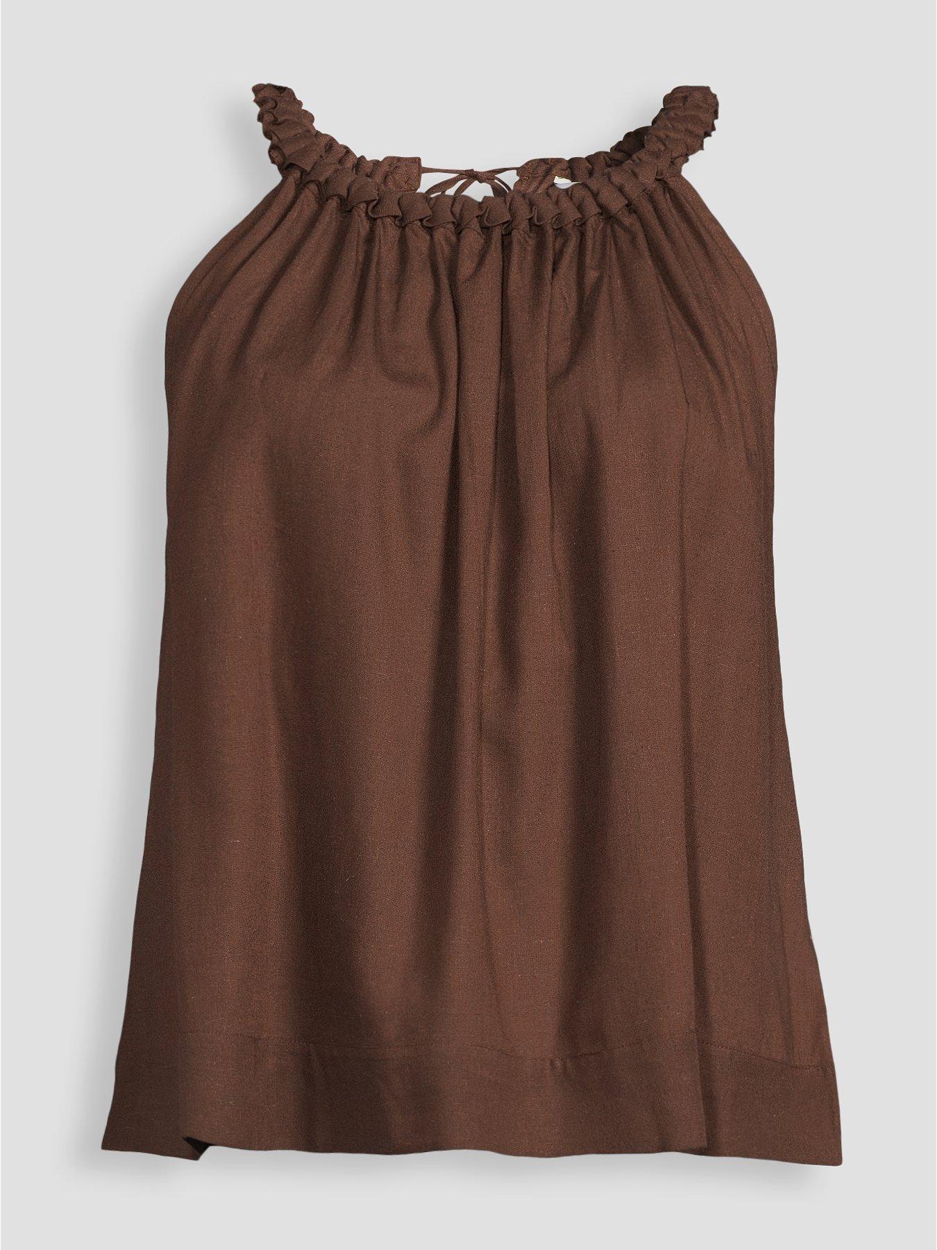 Image 6 of 6 of The Very Collection Twist Neckline Blouse - Brown