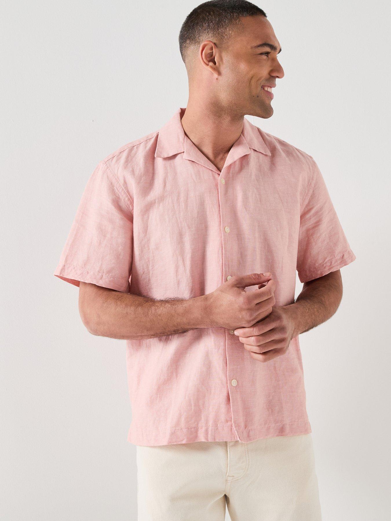 Selected Clay Short Sleeve Linen Blend Shirt - Rose Dawn