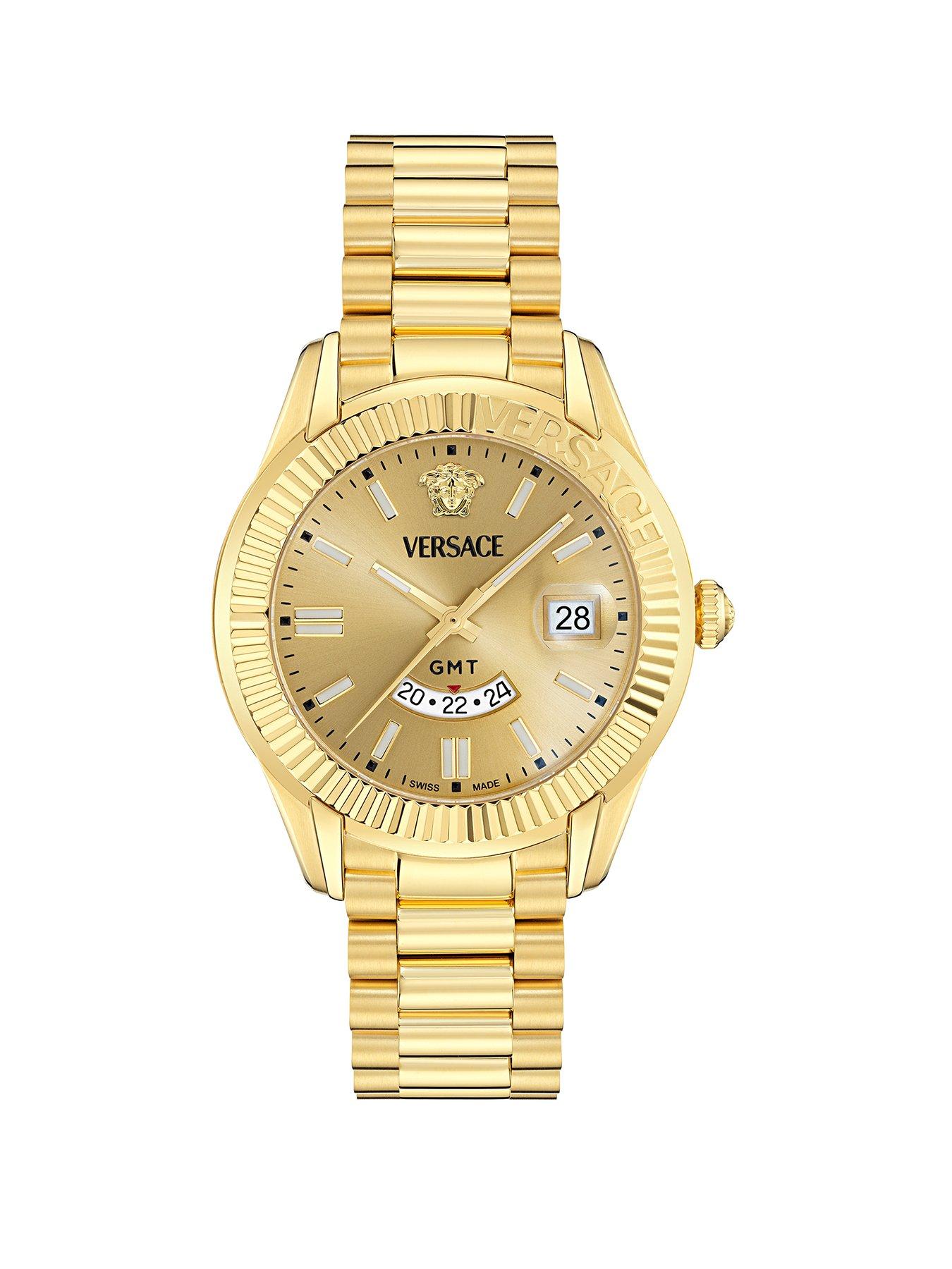 VERSACE Apodis 41mm Gold Tone Case Golden Dial Watch
